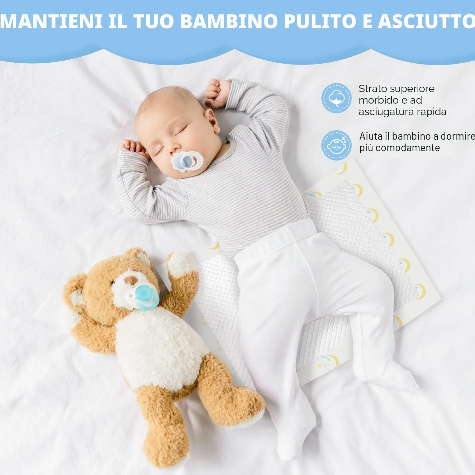 Fasciatoio usa e getta per bambini, 100 pezzi, per incontinenza, pannolini ad assorbimento rapido, morbido, traspirante, impermeabile, a prova di perdite, 33 x 45,7 cm