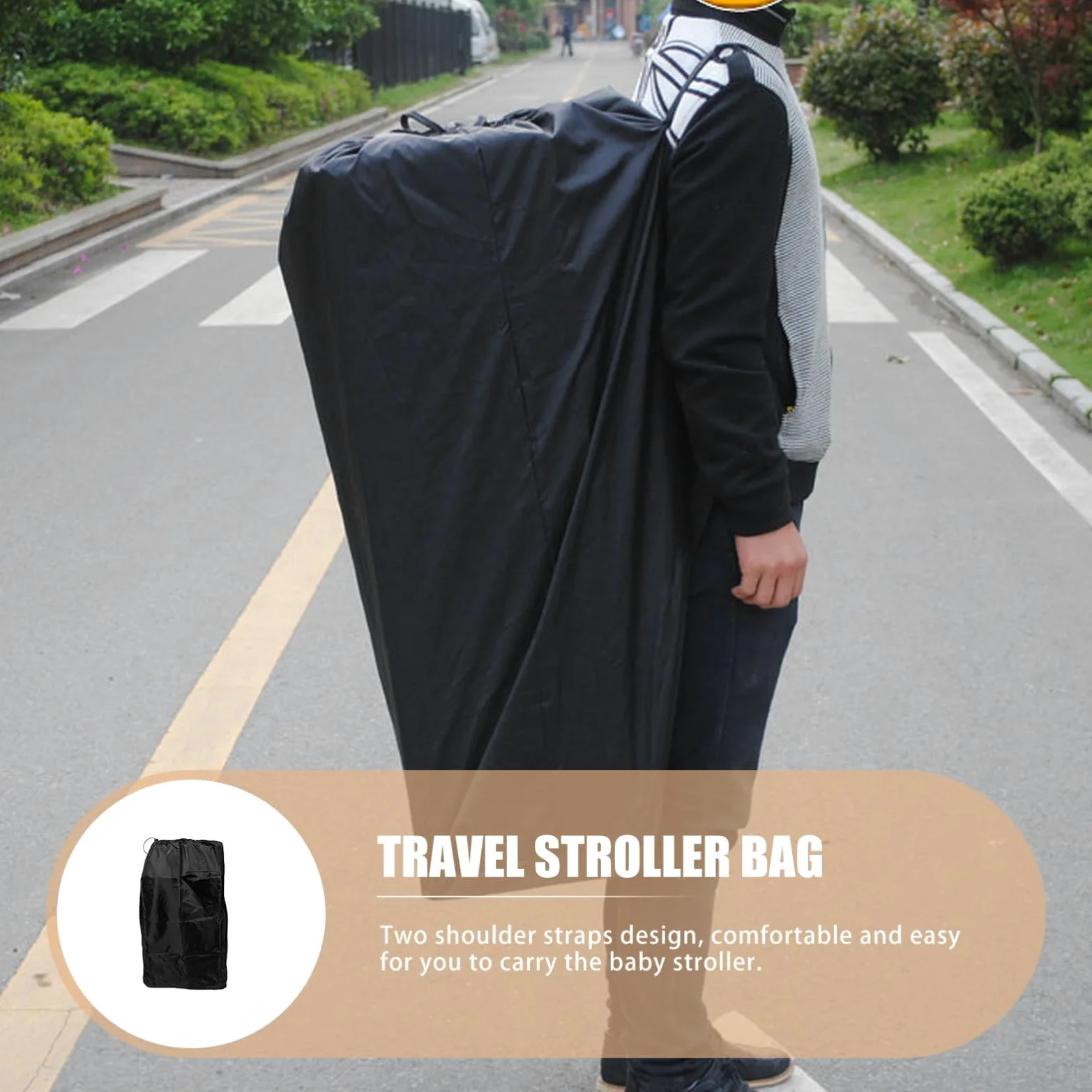 Hemobllo Borsa e Doppia Tracolla da Viaggio per Passeggino in Nylon Nero Chiusura Regolabile Compatibile la Maggior Parte dei Passeggini per Viaggi in Aereo