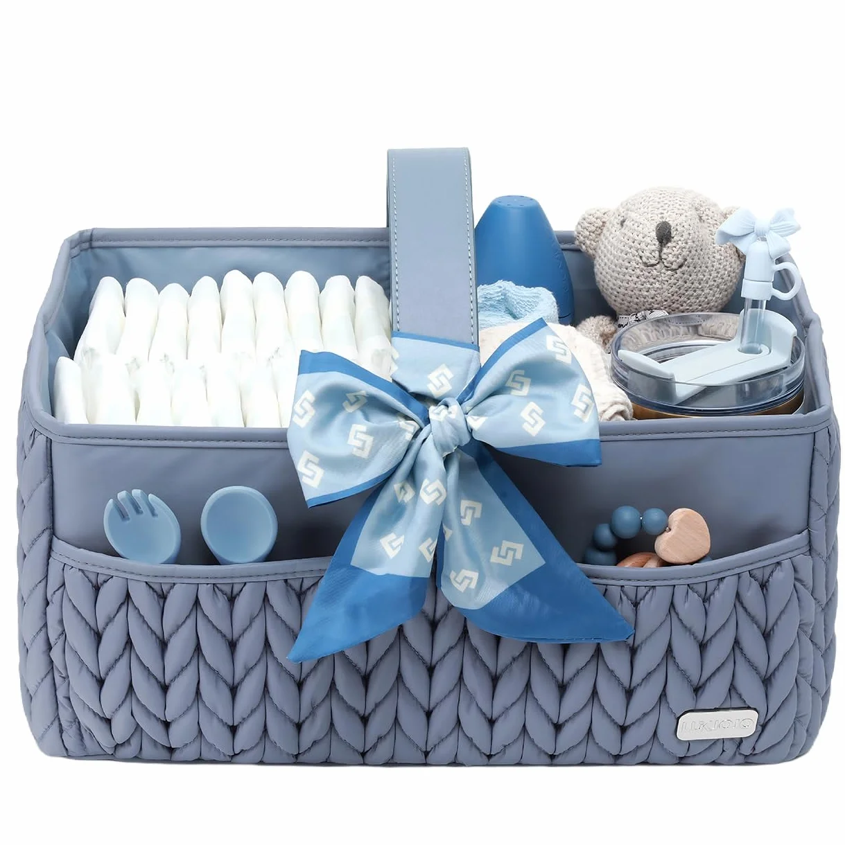 Organizer per pannolini, cestino portaoggetti portatile per neonati essenziali, cestino regalo per baby shower, cestino per fasciatoio, must have per ragazzi o ragazze, cestino per pannolini