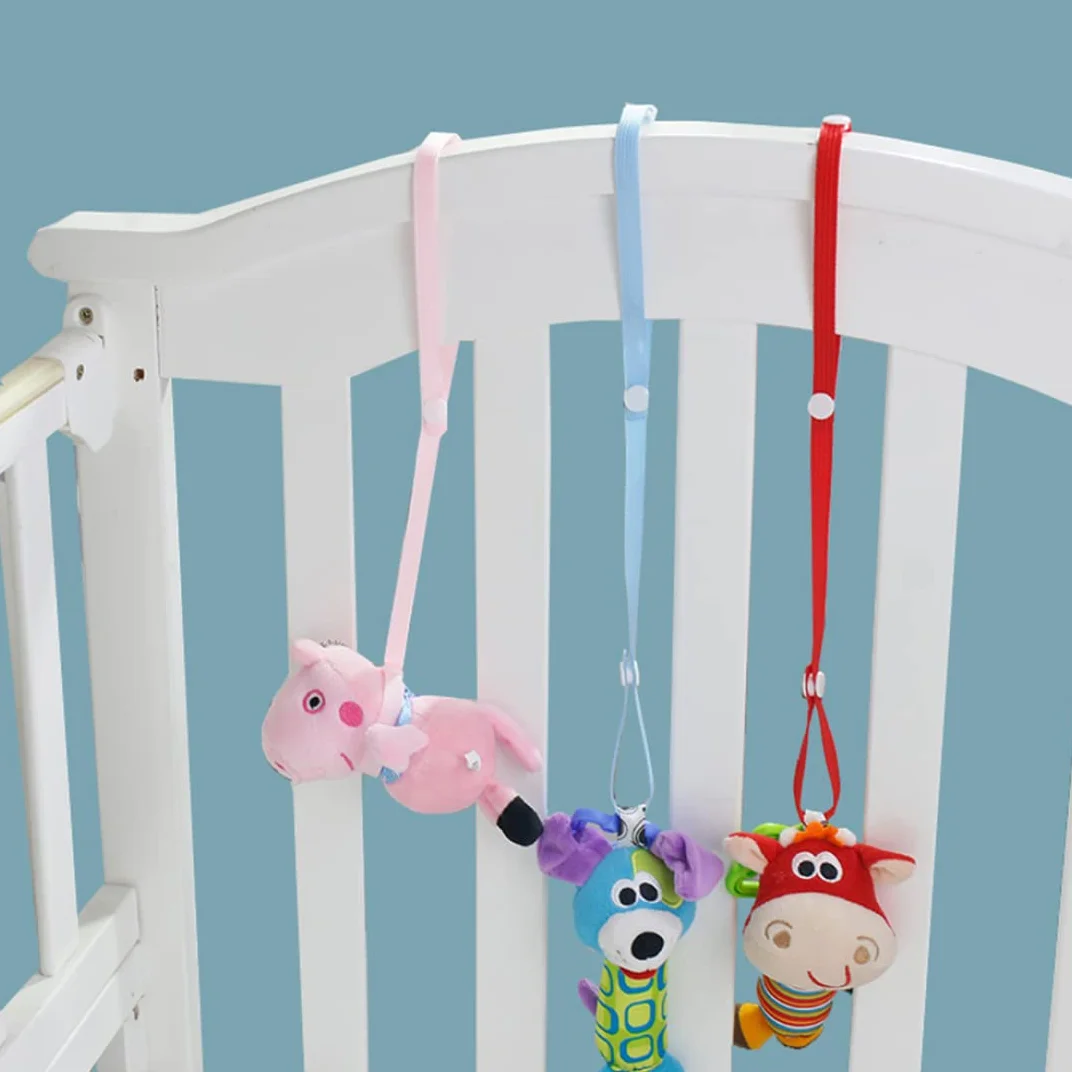 Cinghie per passeggino, 2 cinghie regolabili per appendere giocattoli, cinghia con fibbia resistente alla caduta per giocattoli, tazza, bottiglia (60 cm, colore casuale)