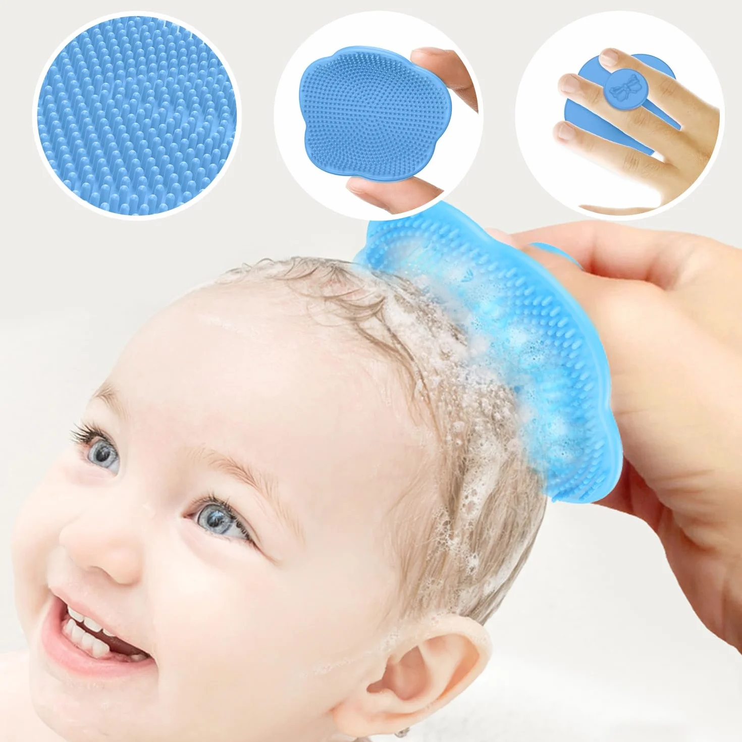 1 spazzola da bagno, 1 pettine per rimuovere il tartaro fetale, 1 pettine da massaggio, set da bagno per bambini, spazzola per la pulizia disincrostante, spazzola per doccia in silicone, adatta per il
