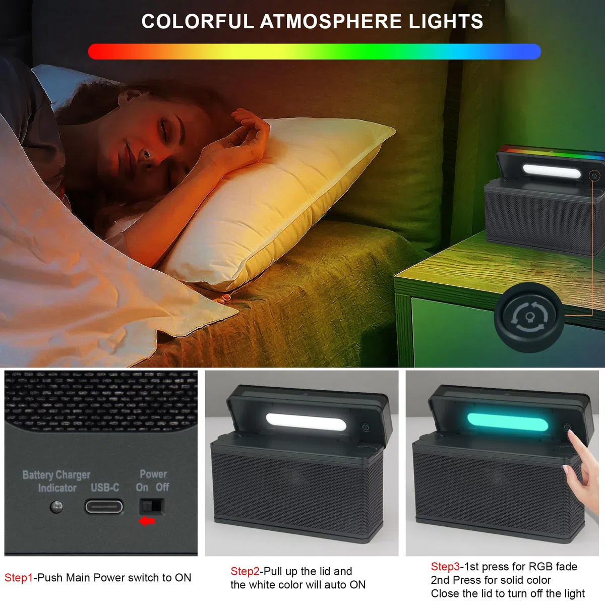 Macchina sonora portatile con 70 suoni rilassanti, luce notturna per bambini con funzione di memoria, per chi dorme spesso, per bambini e adulti, per casa e ufficio