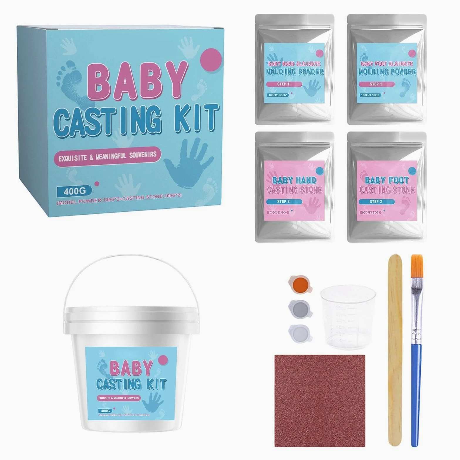 Kit per Impronte di Piedi Fai da te per Mani e Piedi con Stampo 3D | Regalo Creativo per Famiglia Per Adulti, Coppie, Famiglie, Bimbi in Età Prescolare