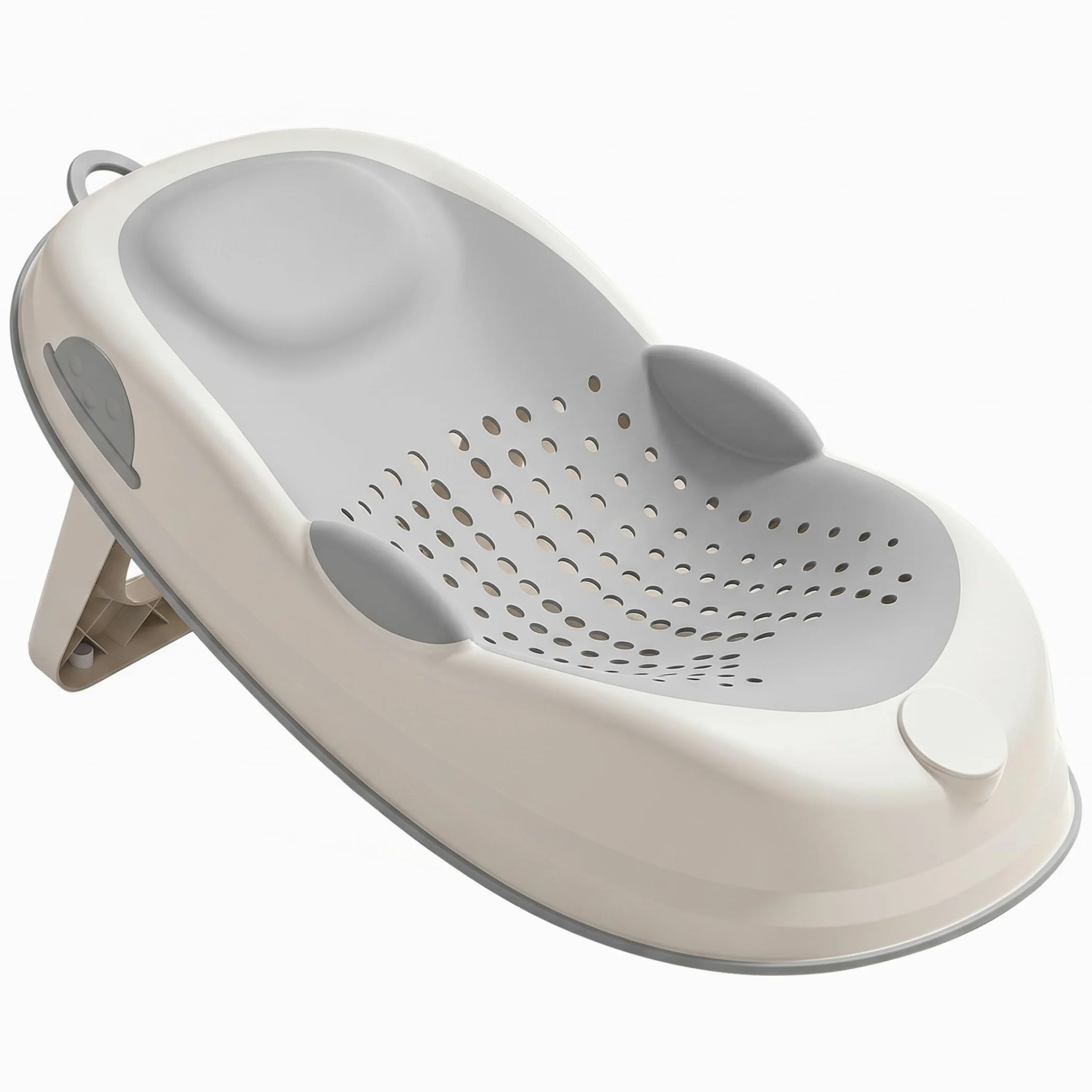 Supporto per bagnetto, seggiolino per vasca da bagno antiscivolo con supporto morbido per la colonna vertebrale e piedini pieghevoli, grigio