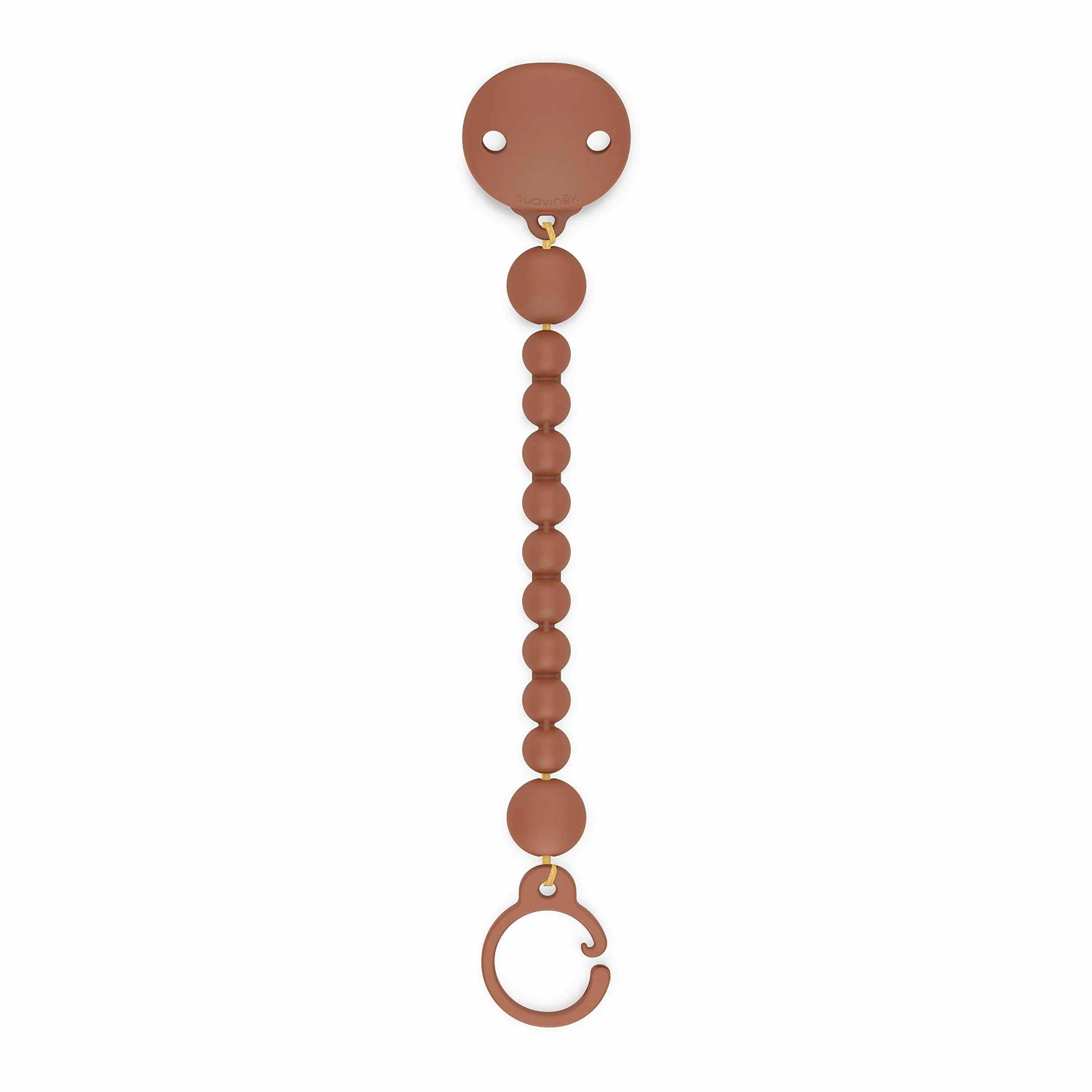 Suavinex, Clip per ciucci in Silicone, Portaciuccio Monopezzo con Catena in Silicone, +0 Mesi, Color Essence, Orange Sunset