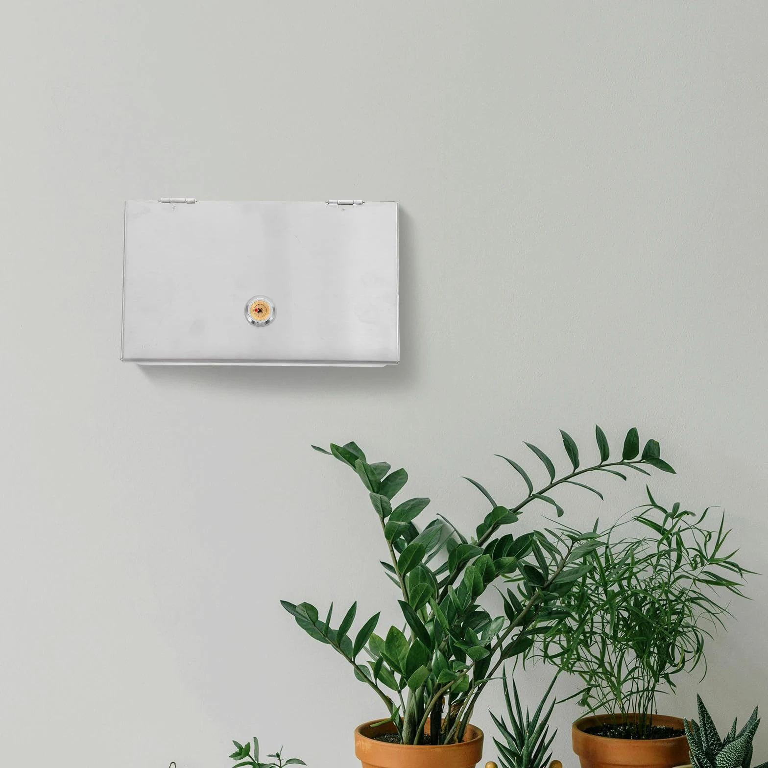 SHERCHPRY Copripresa Elettrica Scatola di Protezione e Bloccabile da Muro in Acciaio Inossidabile Argento Design Elegante e Resistente per Casa e Ufficio