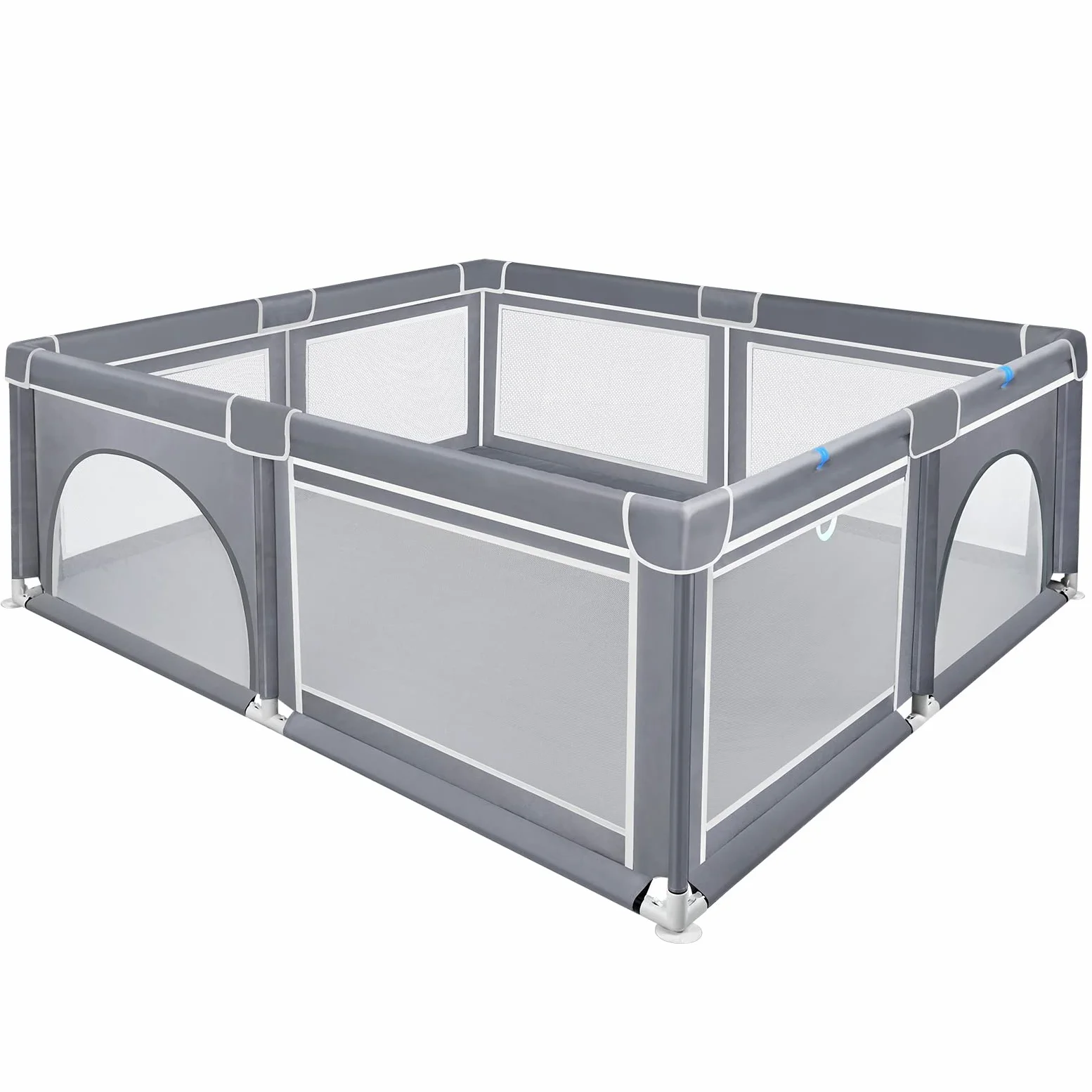Froadp 200x180x68cm Box per Bambini con Base Antiscivolo e Rete Traspirante, Ampio Parco Giochi di Sicurezza Impermeabile in Tessuto Oxford, Centro di Attività Sicuri per Interni ed Esterni (Grigio)
