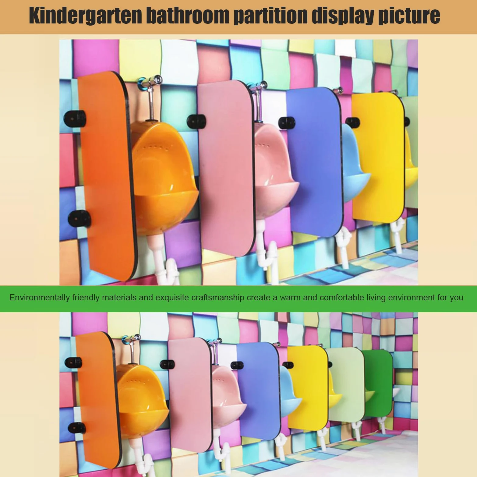 Divisore impermeabile per orinatoio per bambini per asili e scuole, montaggio a parete, adatto ai bambini, design in legno