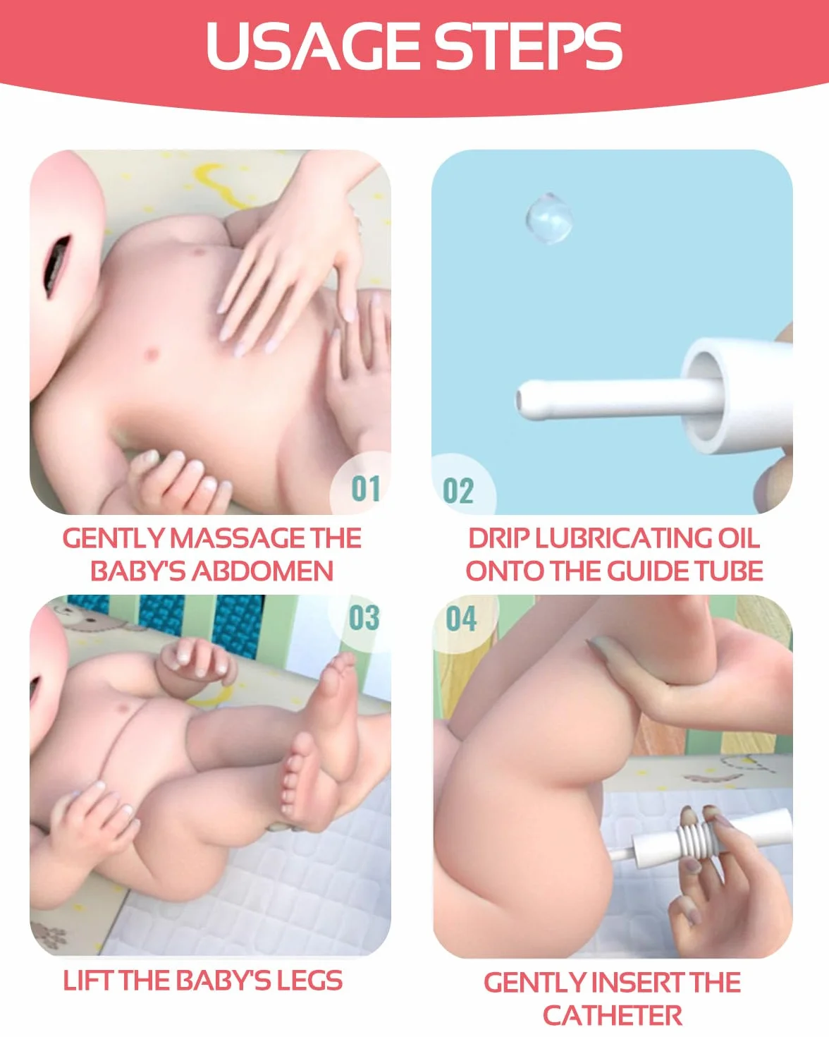 10 pezzi per il sollievo delle coliche e dei gas infantili, soluzione naturale per lenire le coliche e il gonfiore infantile, fornisce un sollievo immediato ai bambini con gas e costipazione