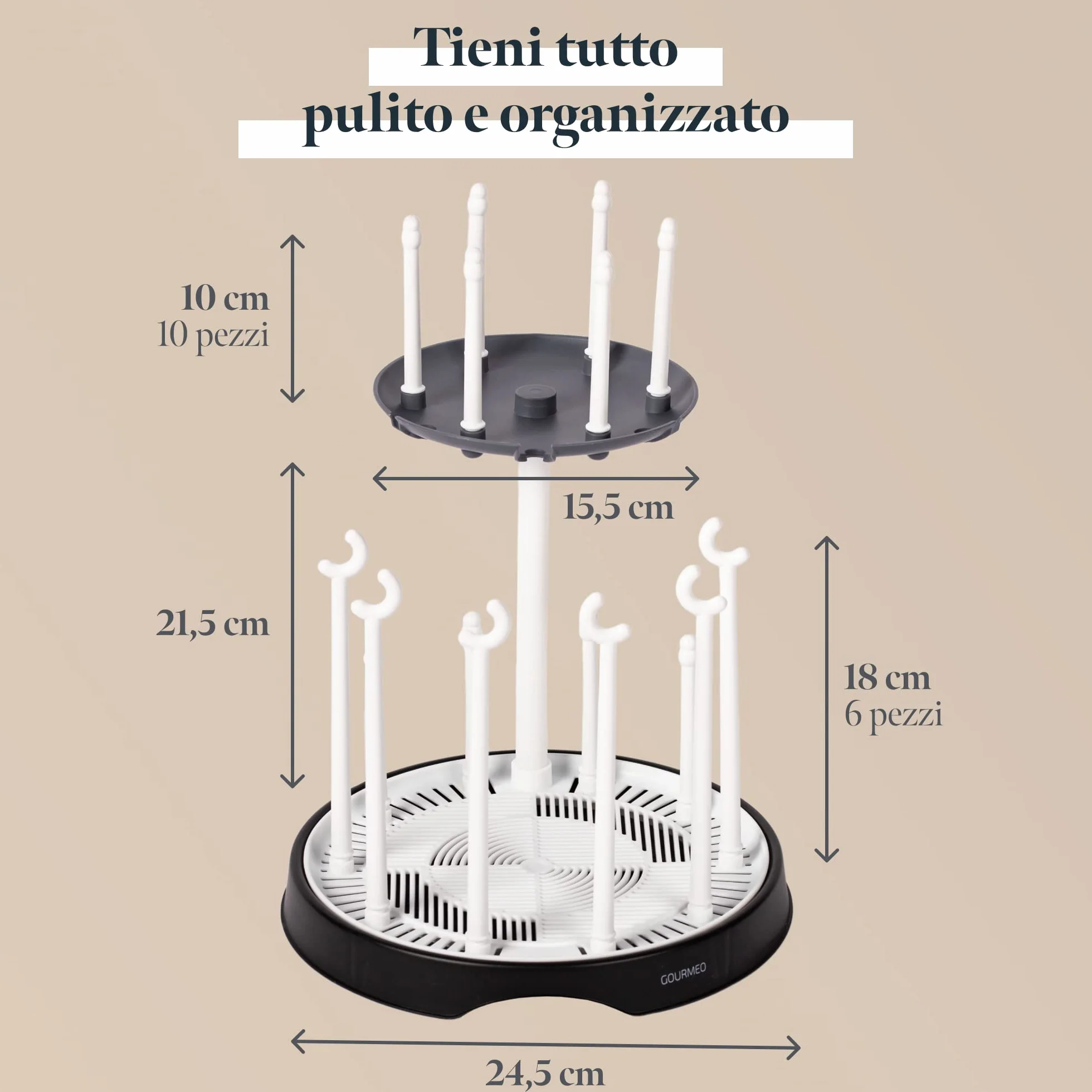 Cestello Scola e Asciuga Biberon Doppio - Porta Biberon per 16 Bottiglie e Accessori - Scolabiberon da Cucina per il Lavaggio e L'asciugatura degli Accessori per Neonato