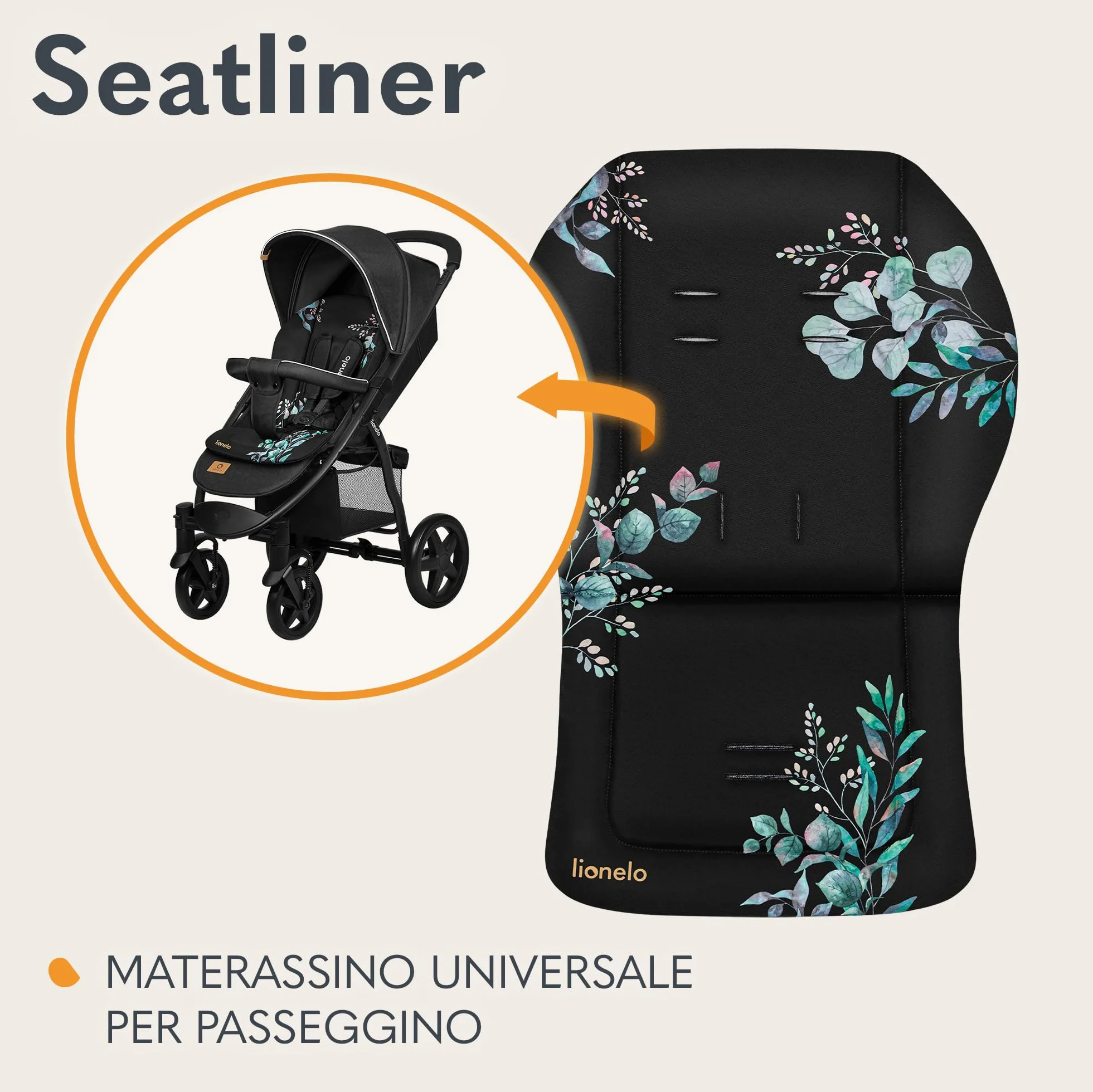 lionelo SEATLINER Materassino universale copriseduta per passeggino, materiale impermeabile double-face, compatibile con la maggior parte dei passeggini, copriseduta morbido per passeggino