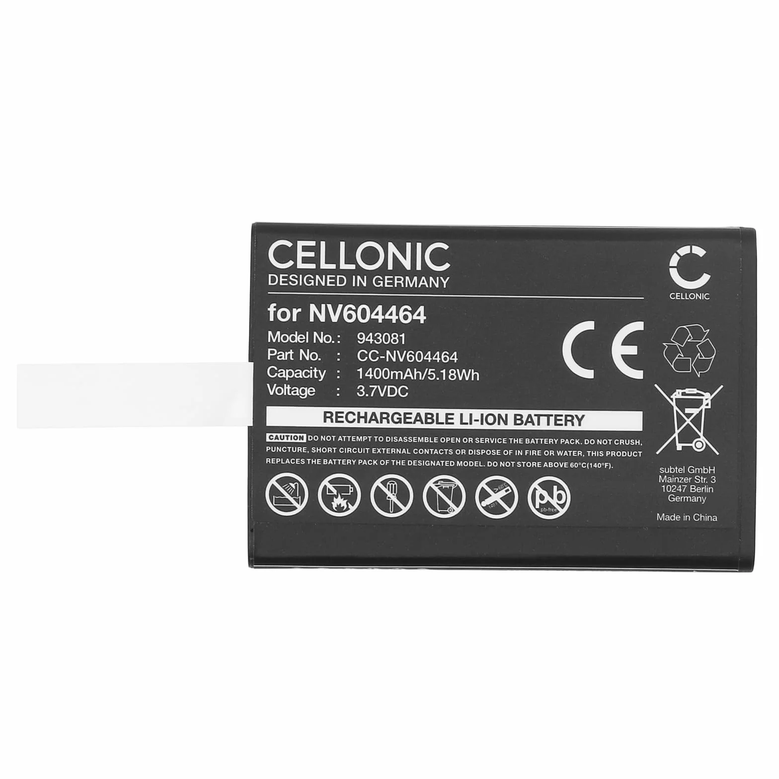 CELLONIC 1x Batteria per Babyphone Compatibile con Beurer BY 110, Compatibile con Oricom Secure SC895, Secure SC740, Compatibile con Beurer NV604464 – (1400mAh, 3.7V)