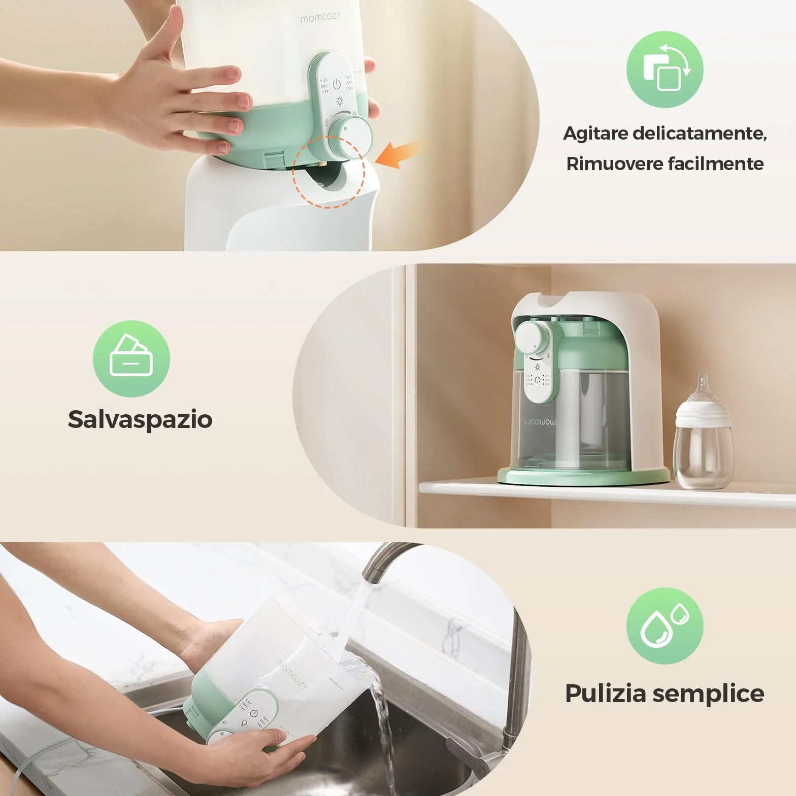 Momcozy Scaldacqua Istantaneo con Doppia Luce per Poppate Notturne, Scaldabiberon per Formula, Preparatore Latte in Polvere 1685 ML, Dispenser con 6 Temperature