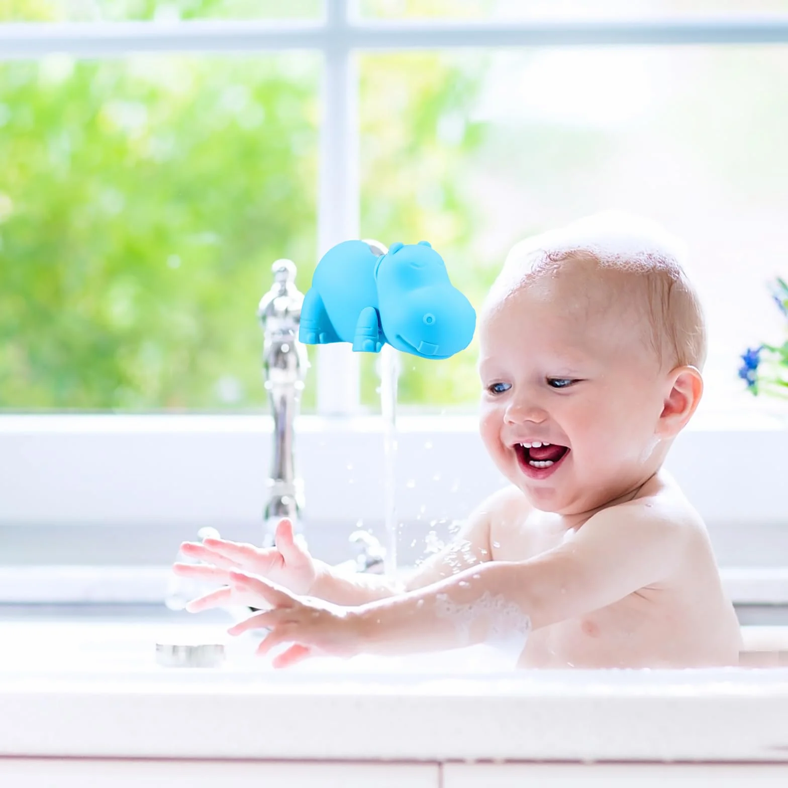 Copertura per Rubinetto Della Vasca Da Bagno, Copertura per Rubinetto Dell'acqua Con Ippopotamo in Stile Cartone Animato, Copribocca Protettiva per Doccia per Bambini Misura Universale