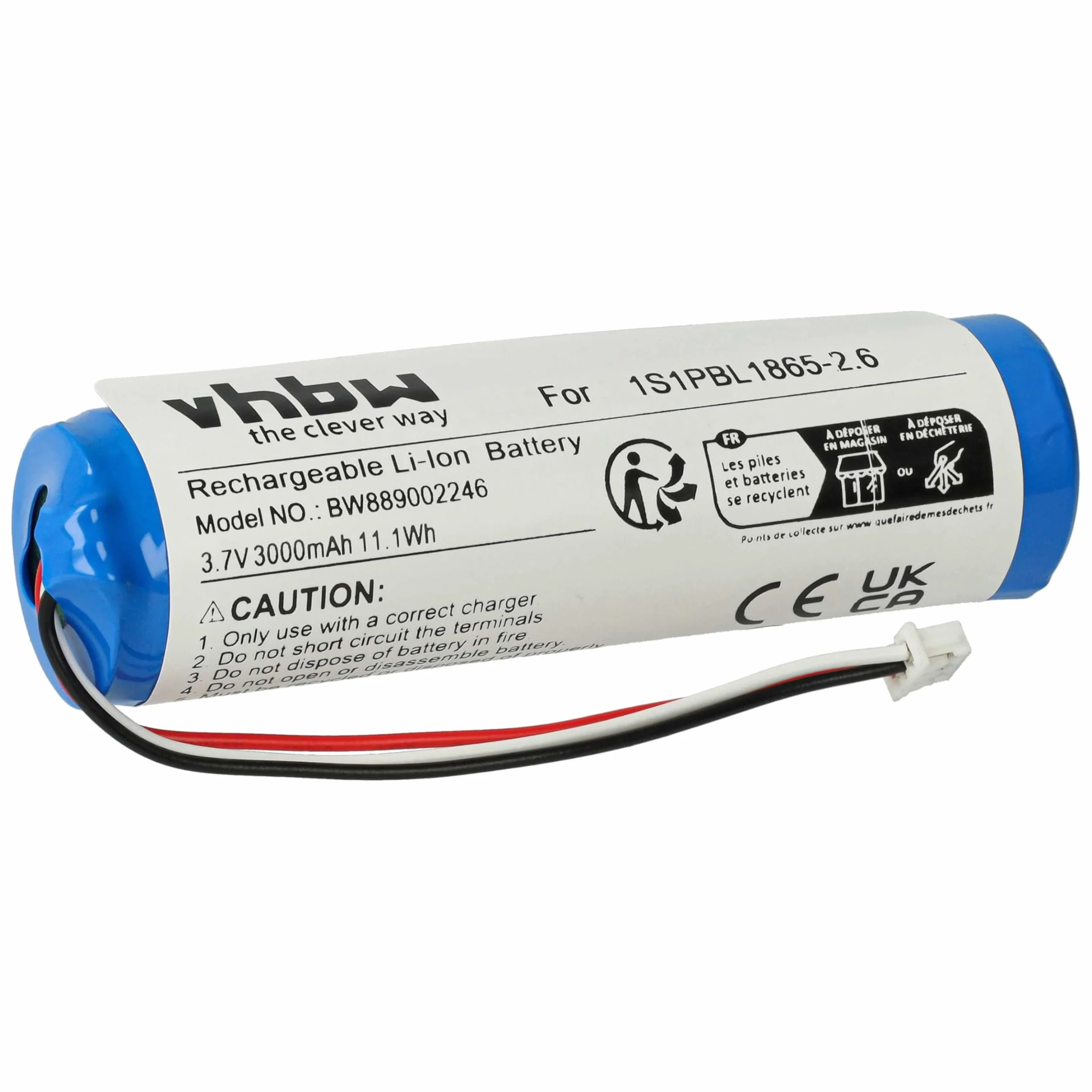 vhbw batteria sostituisce Philips 1S1PBL1865-2.6 per babyphone (3000mAh, 3,7V, Li-Ion)