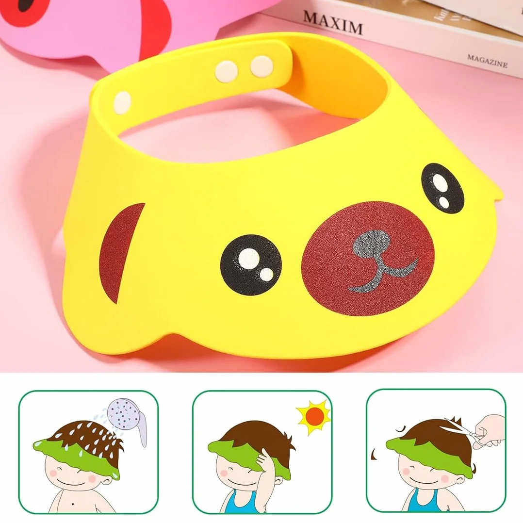 Cuffie da Doccia per Bambini,2 PCS Doccia Cap per Bambino Sicurezza Regolabile Cappello Cuffia In Morbido Silicone Visiera Bimbi per Evitare che l'Acqua Scorra Agli Occhi e al Viso