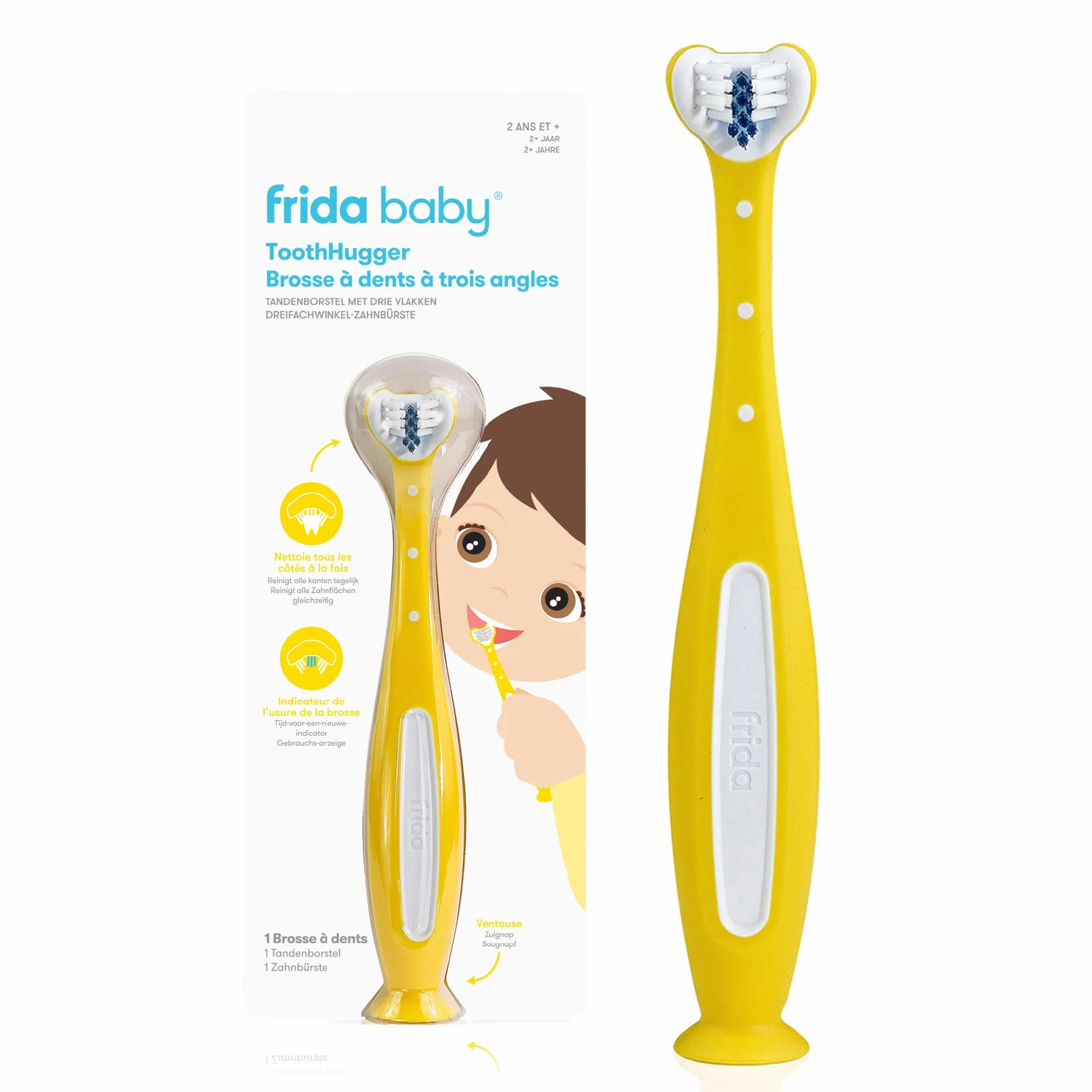 Frida Baby spazzolino triplo angolo a forma di U per bambini, giallo