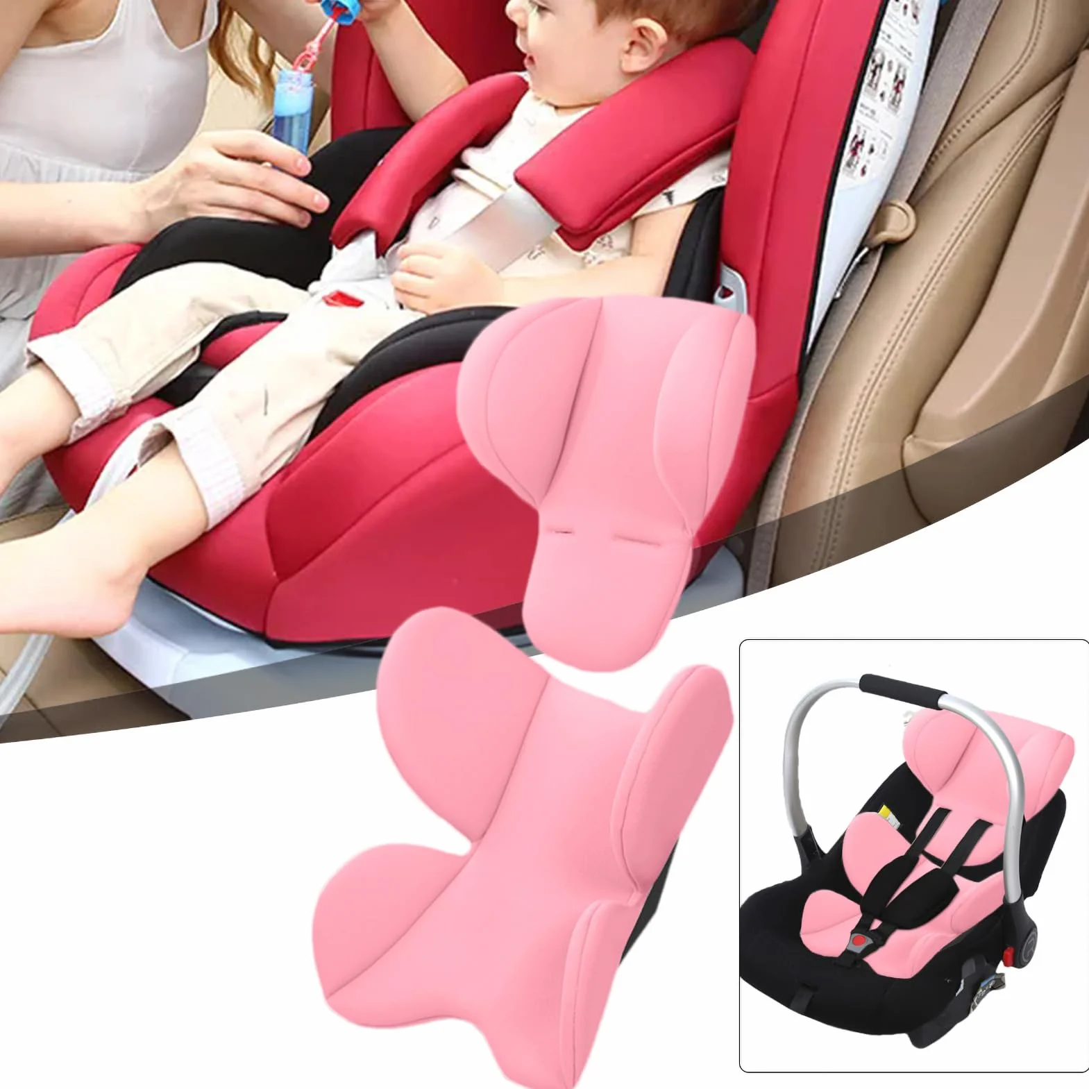 Riduttore Sedile Passeggino, Ovetto Seggiolino Auto, Cuscino Seduta Per Seggiolino Auto Bambini, Morbido Cuscino Per Carrozzina Neonato, Cuscino Di Supporto Per Testa E Corpo, Comodo E Traspirante