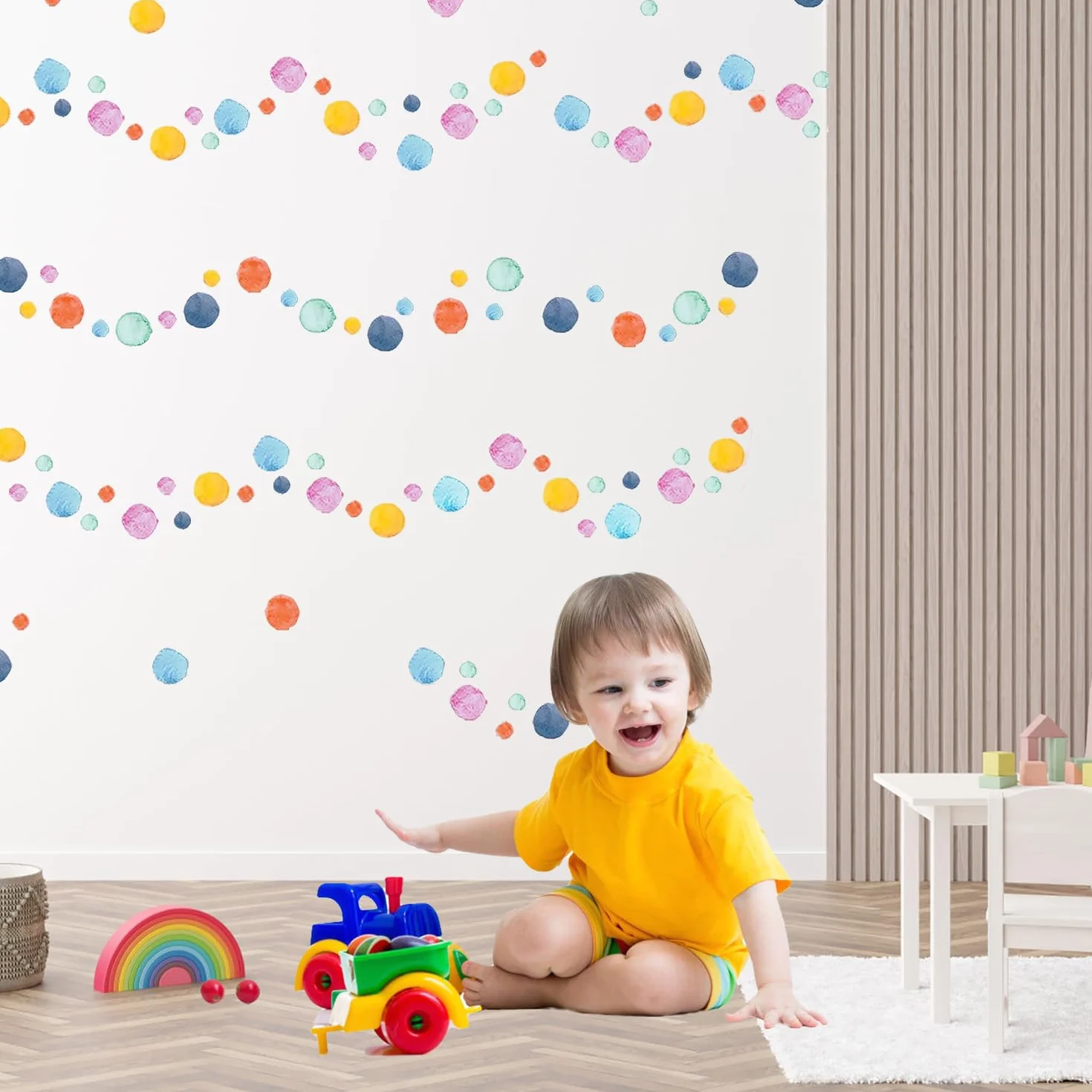 194 Pezzi Punti Adesivo Murale Acquerello,Acquerello Punti Adesivo da Parete Adesivo Murale Pois Colorate per Cameretta dei Bambini Ragazza Camera da Letto Asilo Nido Festa Decor