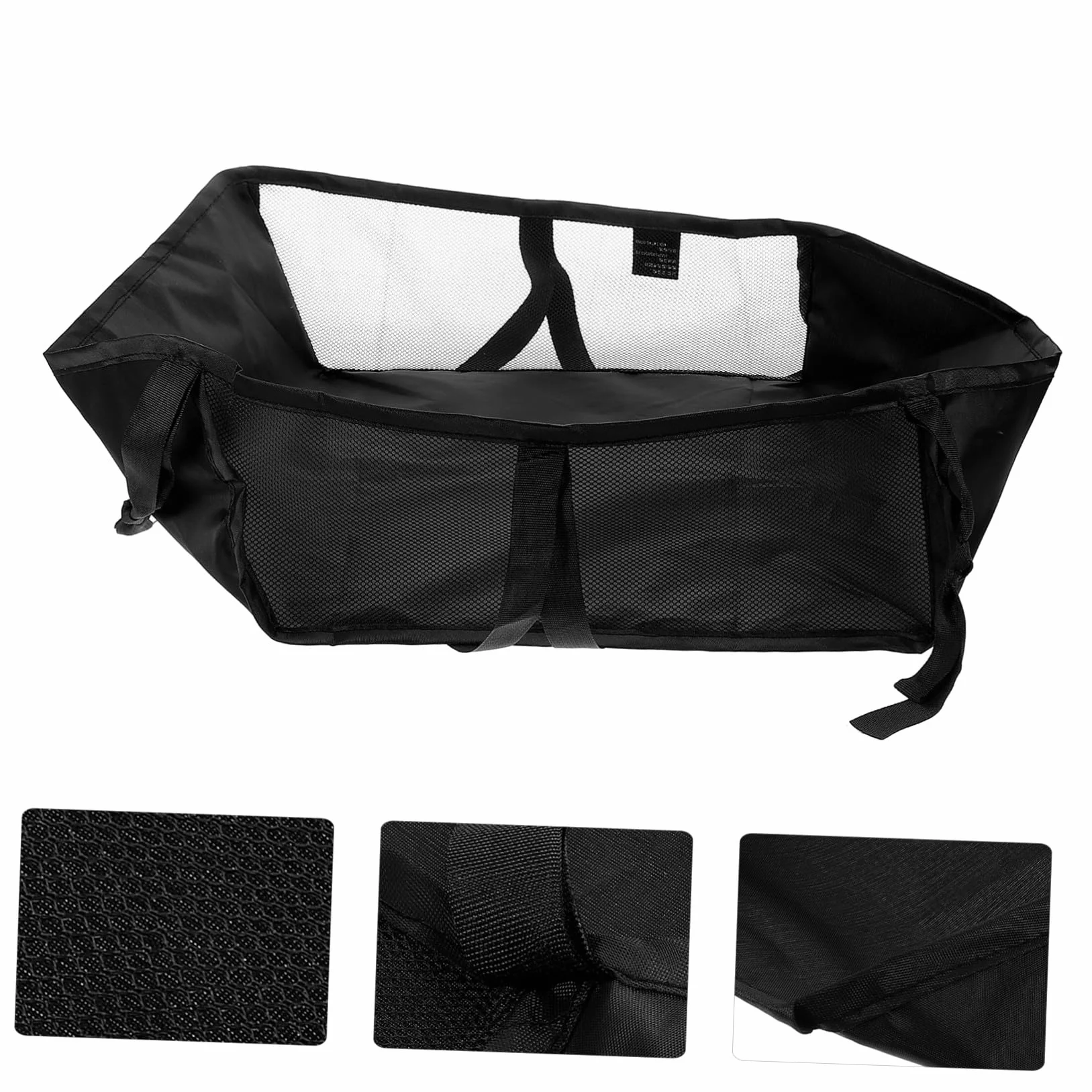 Organizzatore per Passeggino Nero in Poliestere Design a Rete Multifunzionale, Cestino Portaoggetti per Passeggino e Carrello, lo Shopping