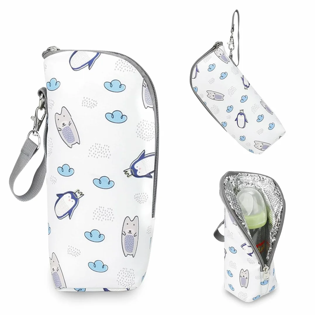 1 Pezzo Porta Biberon Termico Borsa Termica Con Strato Isolante,Borsa Da Viaggio Portatile Appeso Latte Materno Acqua Stoccaggio Biberon Sacchetto Di Isolamento, Pinguino