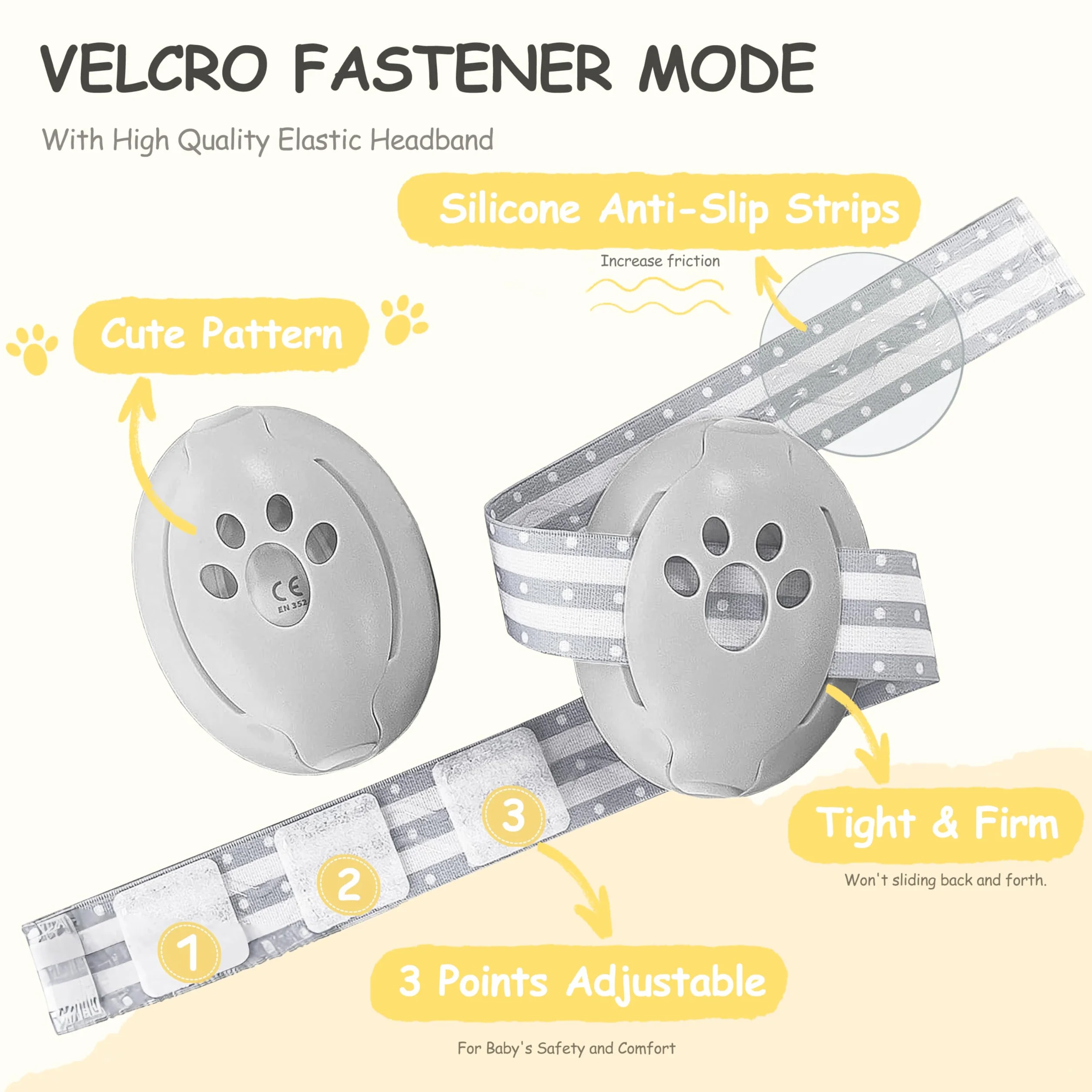 auvstar 2in1 Cuffie Antirumore Neonato,Riduzione Rumore Paraorecchie Neonati Protettori Acustici,Protezione Acustica Per Bambini,Regolabili Cuffie Protezione Dormire Bambini