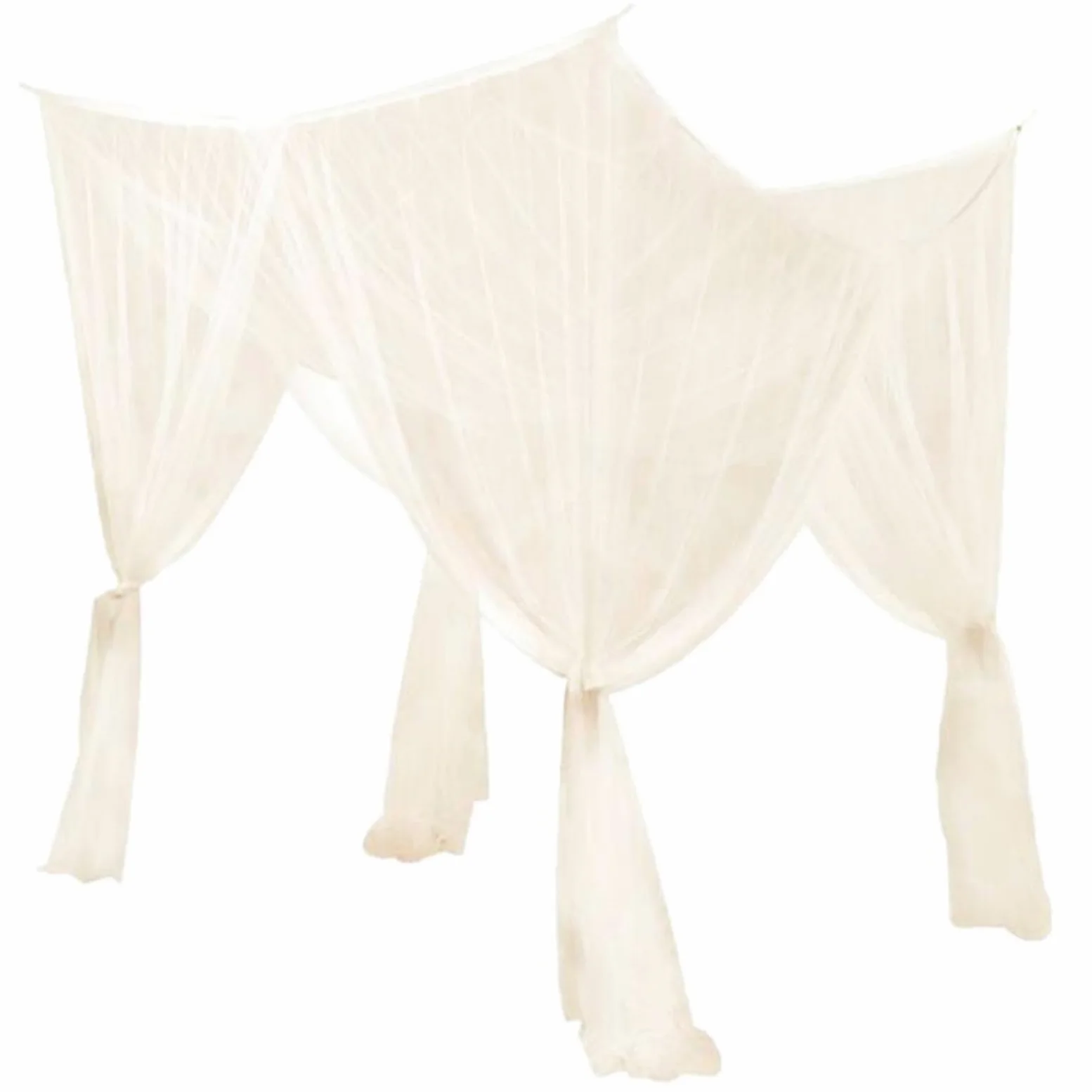 Baoblaze Tenda a baldacchino con 4 pali ad angolo, zanzariera, letto matrimoniale e singolo, zanzariera, letto matrimoniale per casa, cameretta dei bambini, viaggio all'aperto, beige