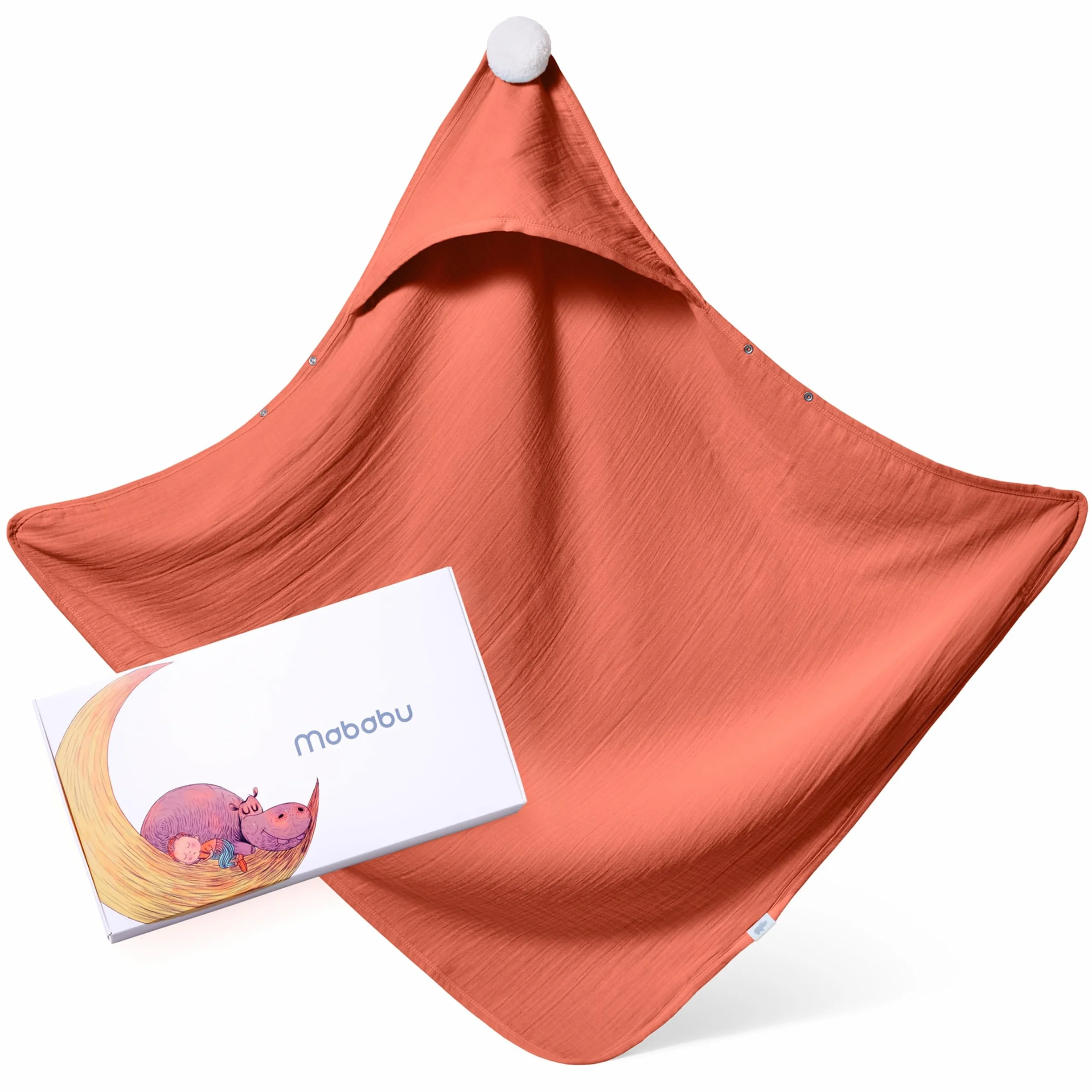 accappatoio neonato 0-3 mesi a 3 anni I 75x75cm I EXTRA morbido e assorbente I Mussola di cotone bio 4 strati GOTS I asciugamano neonato bagnetto I Lavabile 40°C I Asciugamano con cappuccio