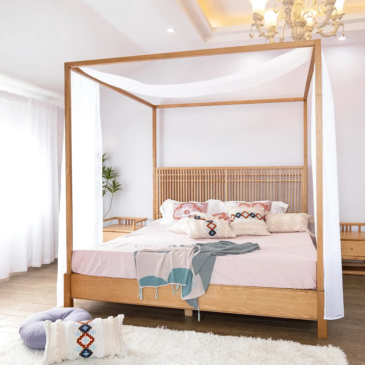 Linentalks Sciarpa a Baldacchino Bianca per Letto Matrimoniale, Tende da Letto di Lusso