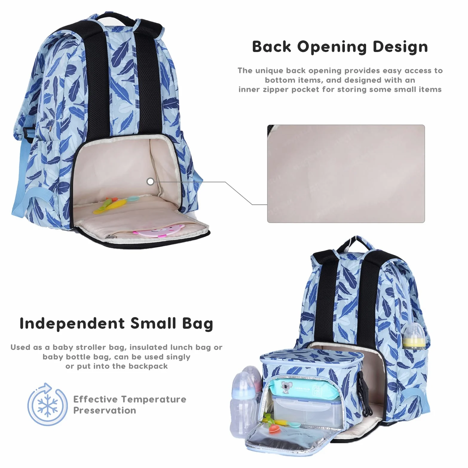 SONARIN Zaino Fasciatoio con Borsa Passeggino,Grande Capacità Borsa per Pannolini Impermeabile Zaino Mamma Neonato Borsa Fasciatoio da Viaggio con Fasciatoio & Ganci per Passeggino