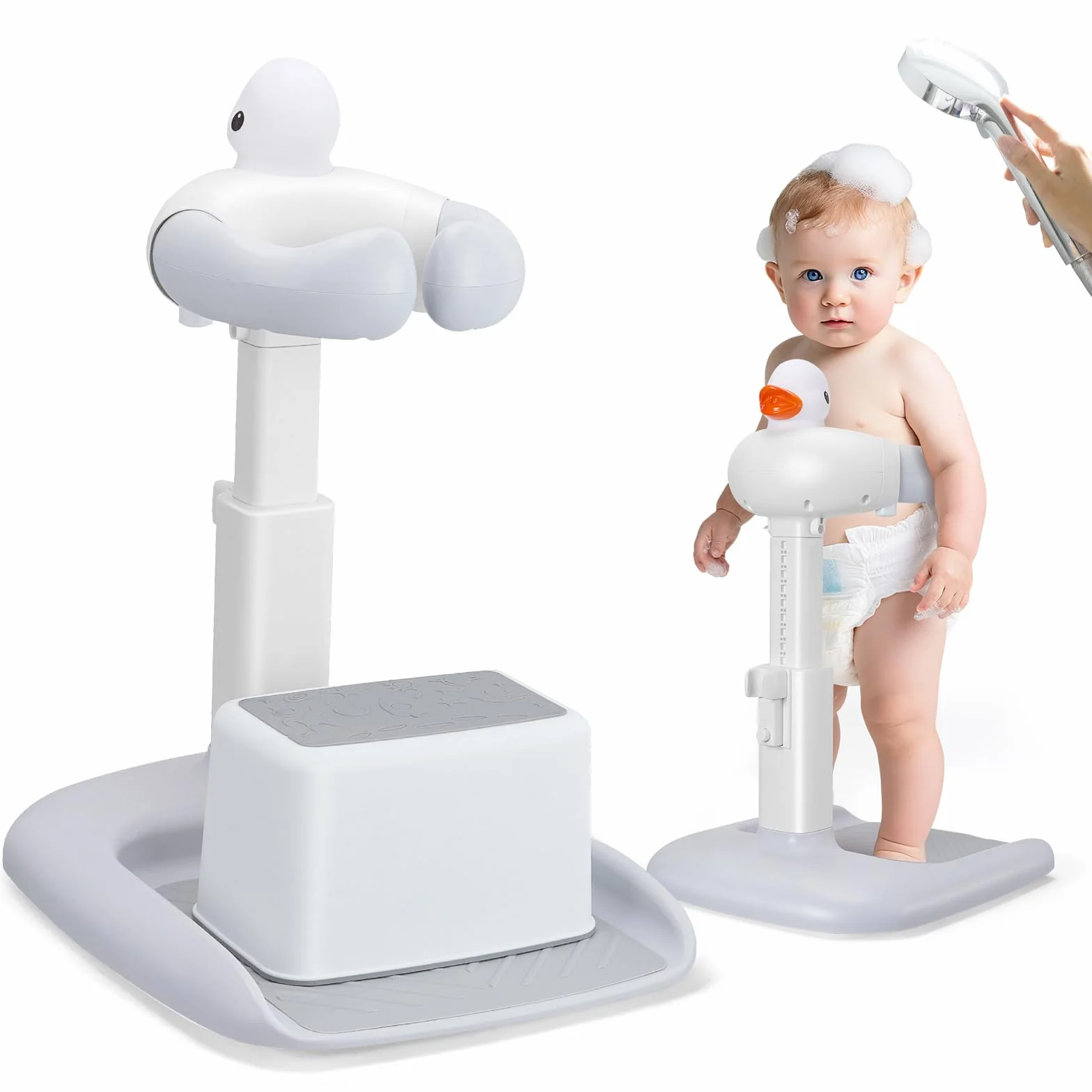 Supporto per Vasca Da Bagno per Bambini,Vasca da bagno per bambini con supporto,torre da bagno regolabile per bambini per alzarsi in piedi,Stand Da Viaggio per ne onati e bambi ni piccoli