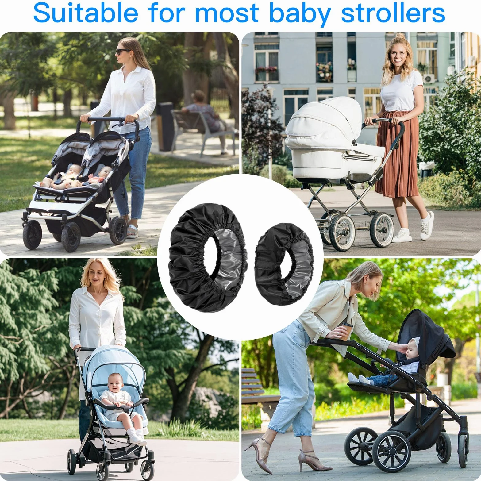 4 coprivolanti per passeggino, antipolvere, accessori per passeggino (nero)