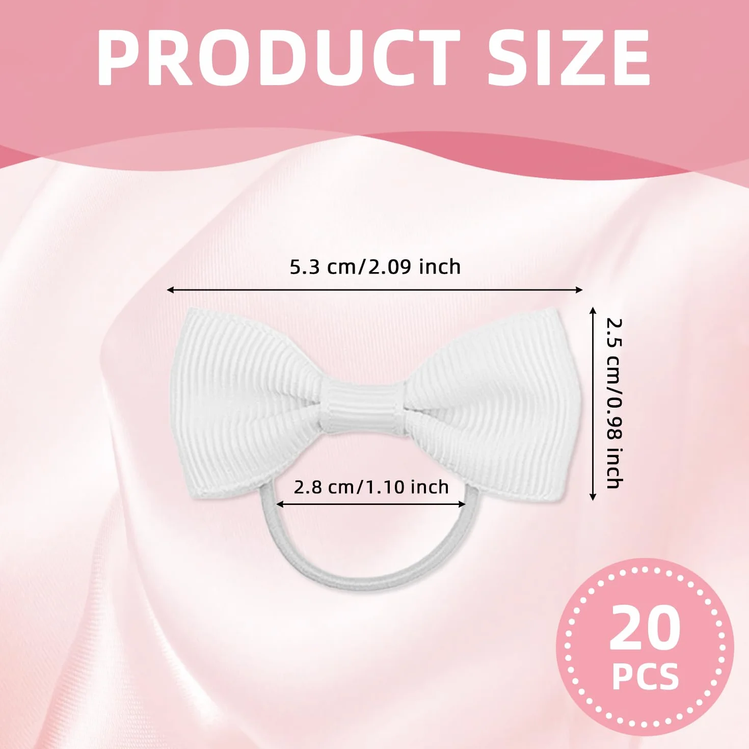 Set 20 Elastici per Capelli Bambini, Nastri Elastici con Fiocchi Bianchi, Accessori per Capelli Scuola e Quotidiani, Bambini & Donne