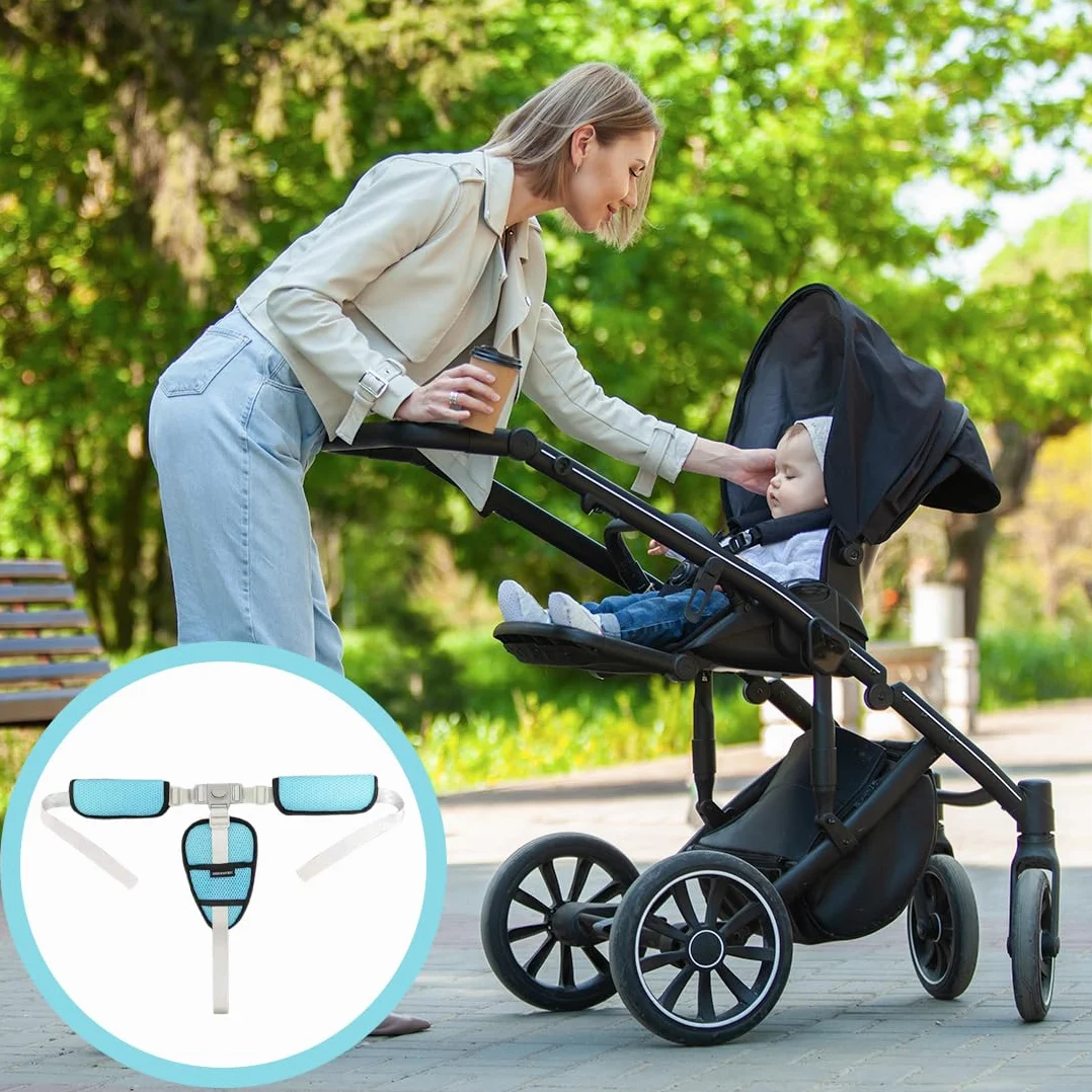 Cinture Passeggino Universali, Cintura di Sicurezza per Bambini Imbracatura per Seggiolone a 3 Punti Regolabile Seggiolino Cinghie Passeggini Anticaduta Adatta per Seggioloni Auto Carrozzine