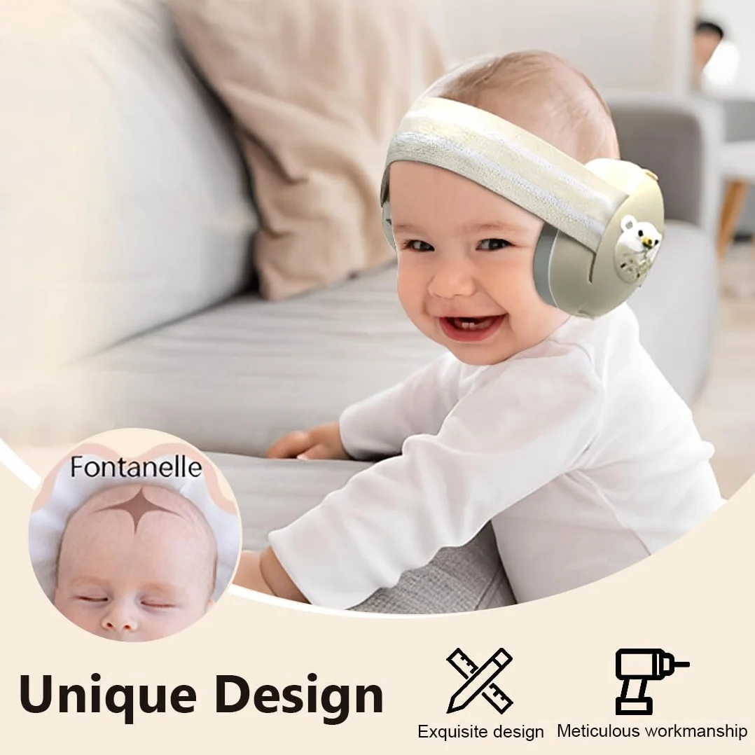 NHQZ Cuffie Neonato Antirumore, Cuffie Antirumore Neonato, Protettori acustici per neonati Superiore Ideale per il Sonno, Viaggi, Feste