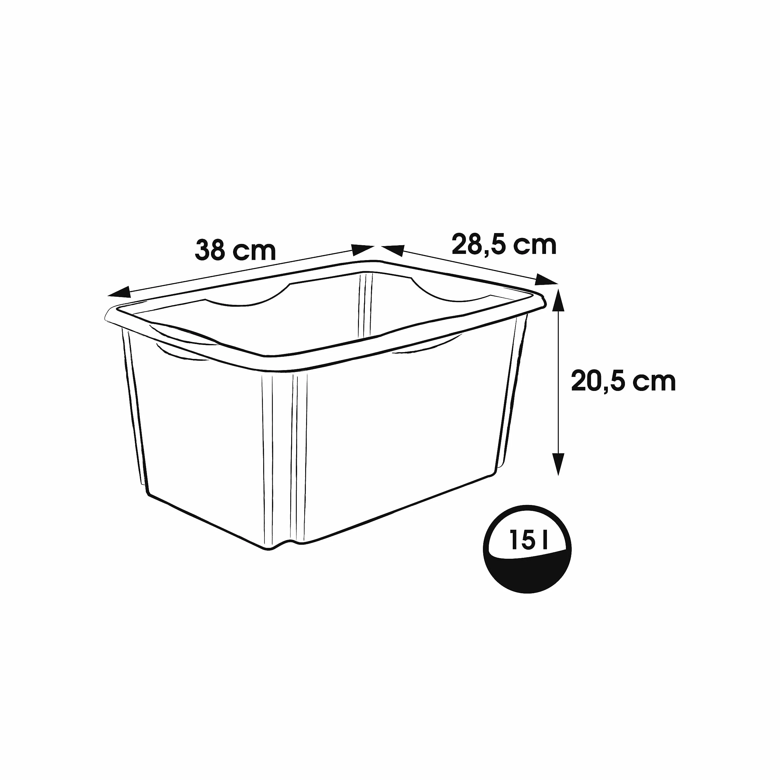 keeeper Contenitore Portaoggetti Rotabile e Impilabile, 38 x 28,5 x 20,5 cm, 15 L, Emil Eco Line, Eco Blu