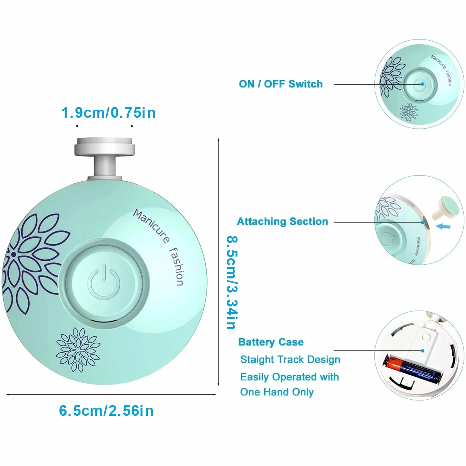 Lima elettrica per unghie,Tagliaunghie Neonato,Gratis 2 batterie,Lima per unghie elettrica per bambini 6 in 1 Lima per Unghie elettrica per Bambini con Testine Abrasive