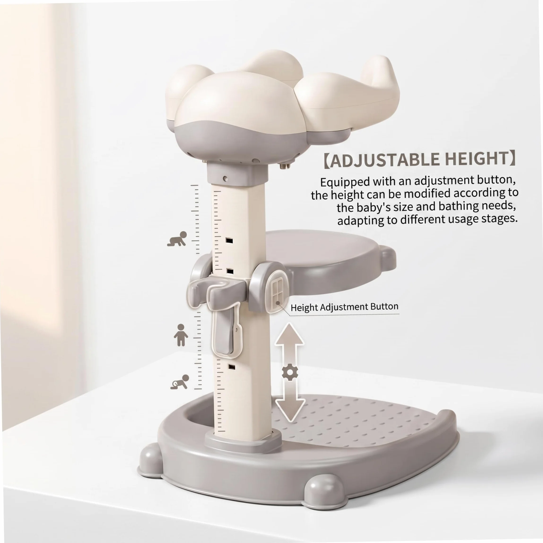 Supporto da bagno con sedile integrato, supporto antiscivolo per vasca da bagno per neonati e bambini piccoli da 8 a 36 mesi