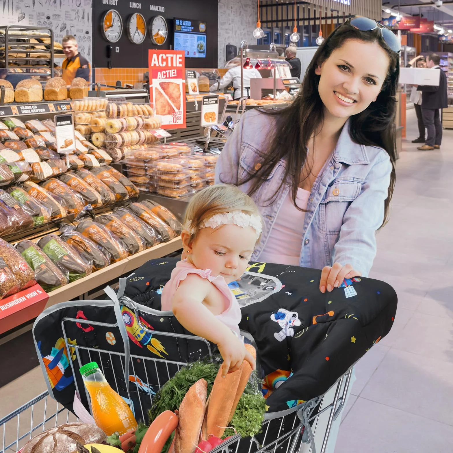 Copertura del Carrello Della Spesa per il Bambino,Copertura Sottile per Seggiolone Copertura per Carrello Della Spesa per Bambino e Bambina,Morbido e Confortevole, Lavabile in Lavatrice
