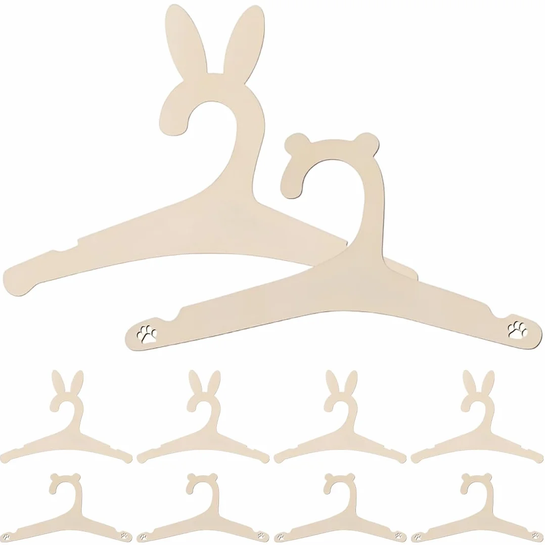 10 grucce antiscivolo in legno per neonati, decorate con orsetti e coniglietti, grucce resistenti, grucce per bambini per vestiti di neonati e bambini piccoli, regalo per neonati, 22,8 cm * 12,1 cm