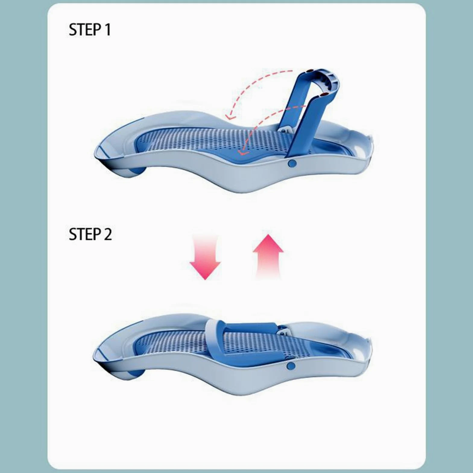 Supporto per Bagnetto Pieghevole Bagnetto Pieghevole Staffa di Supporto Sdraiata Seggiolino Ergonomico Antiscivolo per Neonati (Blu)