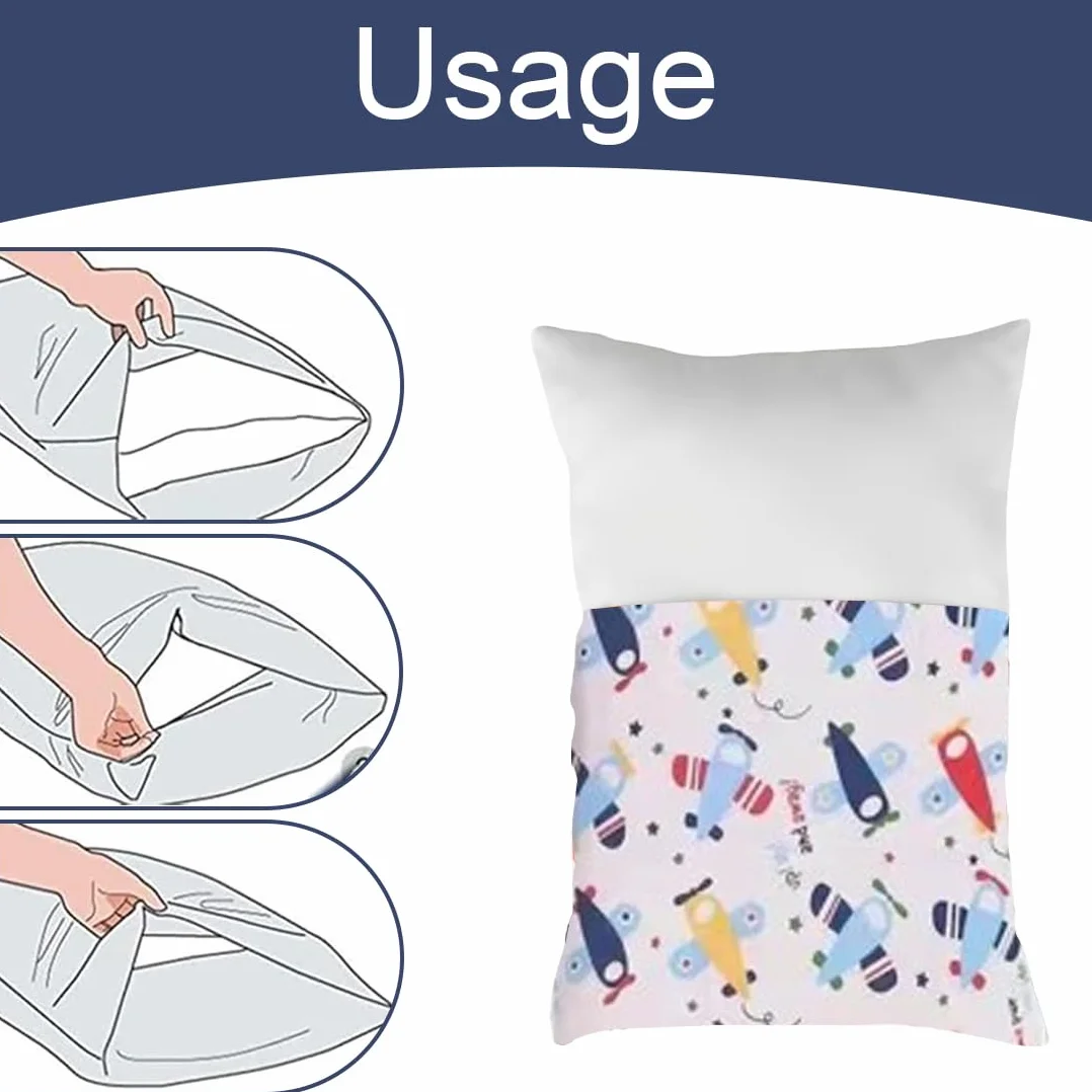 2 pcs Federa Cuscino 100% Cotone con Chiusura a Busta per Bambini e Neonati, Federa Cuscino 40x60 per Carrozzina e Lettino (Aereo)