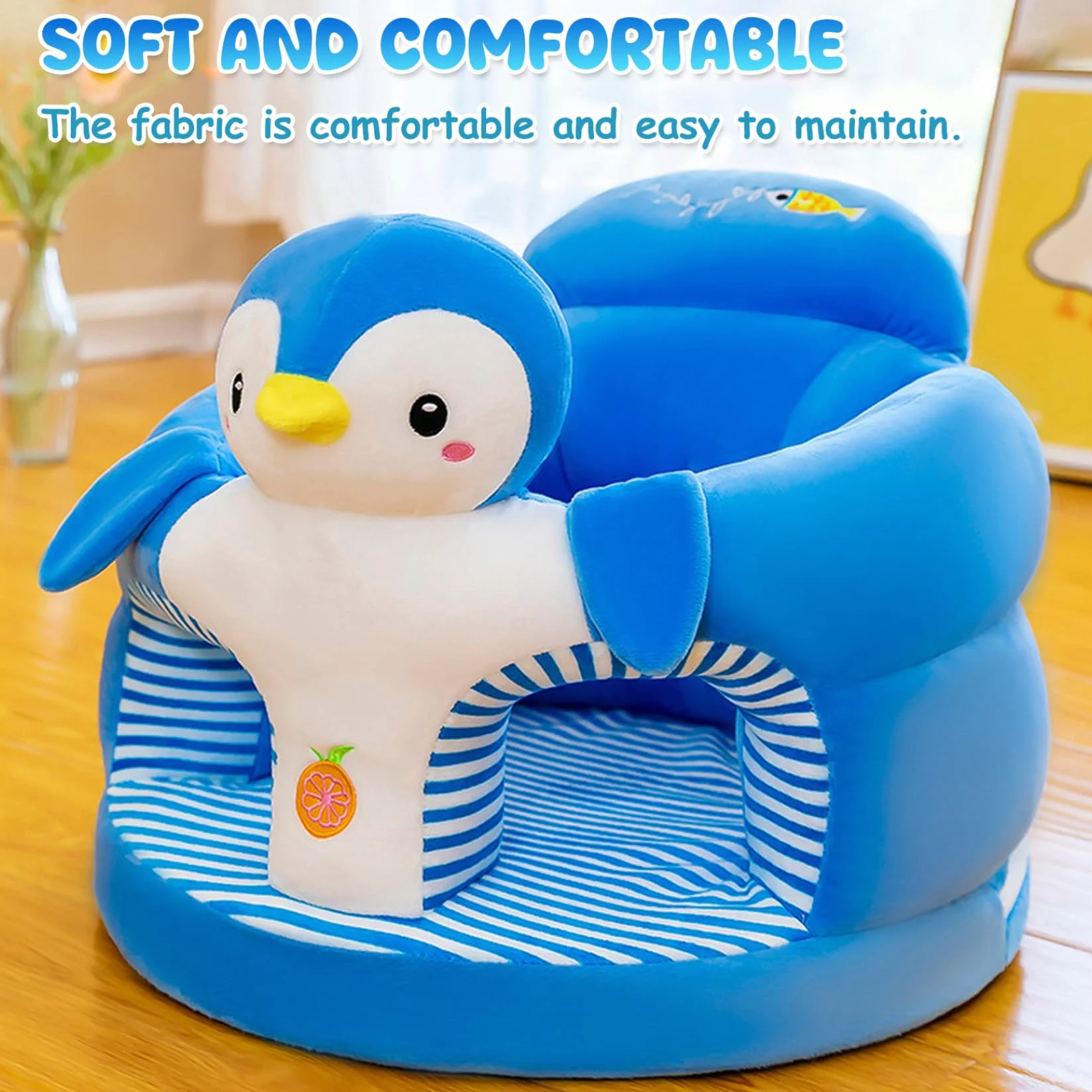 Seggiolino Sit Me Up per Neonato Pinguino Cartone Animato Supporto per Baby Sitting per Neonati 0-36 Mesi Sedia Morbida per Camera da Letto Soggiorno Asilo Nido Appartamento