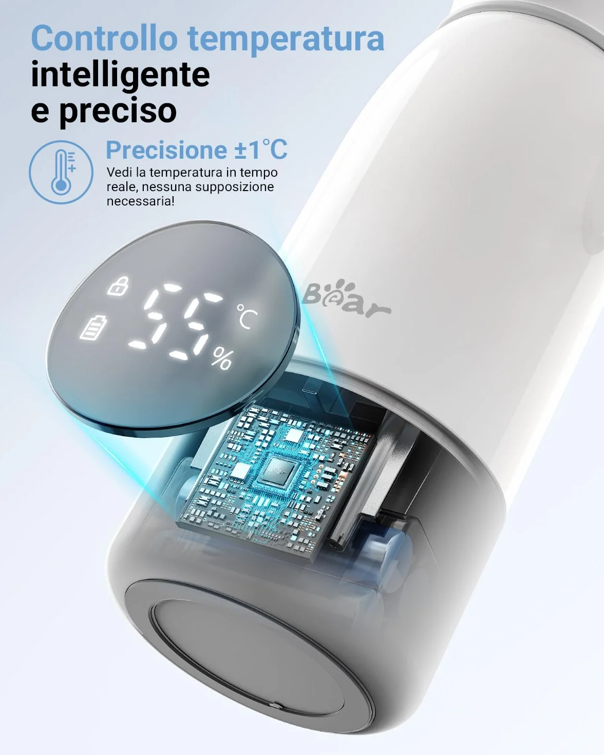 Bear Scaldabiberon portatile, scaldabiberon elettrico a riscaldamento rapido senza BPA, grande capacità di 500 ml per latte materno e acqua, per auto, campeggio e viaggi