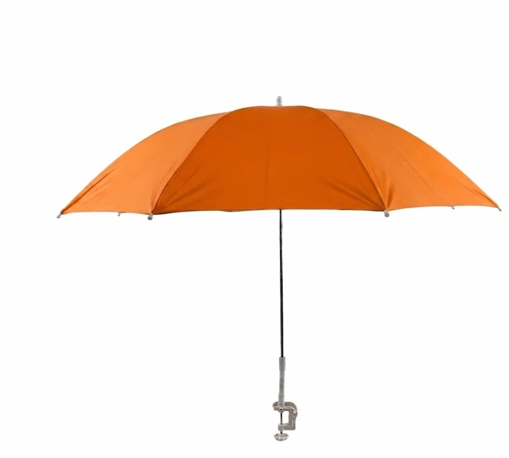 Mini Ombrello Parasole Universale D 105 cm con Gancio a Morsetto Regolabile per Passeggino Sedia Sdraio ringhiere Balcone e Finestra Struttura in Metallo e Tessuto Resistente (arancio)