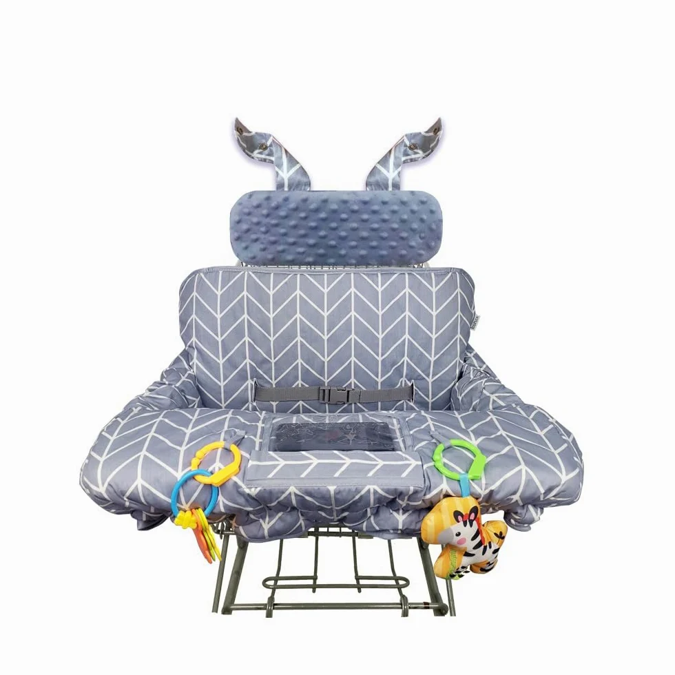 ICOPUCA Copertura per carrello della spesa 2 in 1, copertura per seggiolone, imbottita, per bambini, con cuscino extra rimovibile, colore grigio