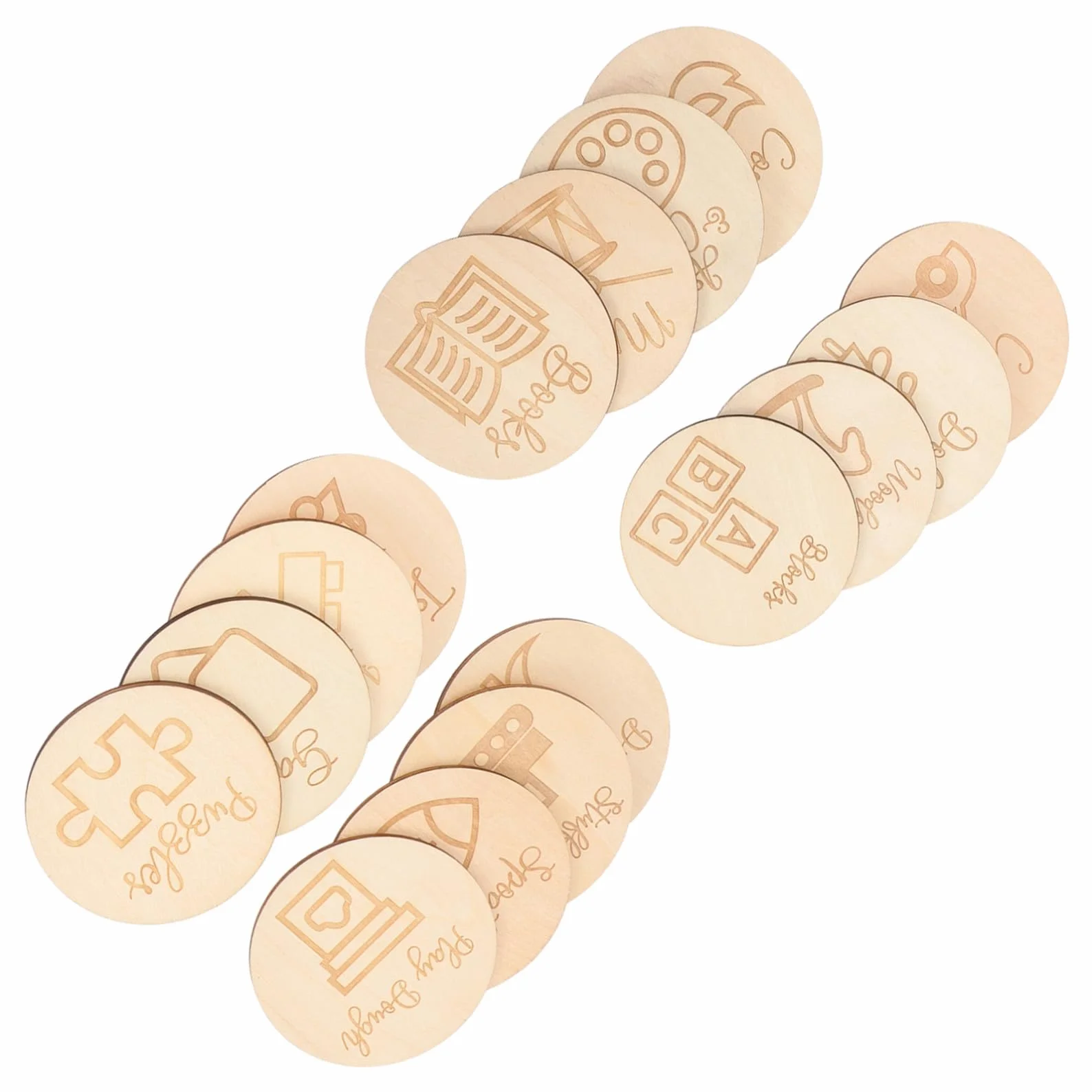 Gatuida 16 Etichette Rotonde in Legno per Giocattoli, per Organizer e Scatole, Decorative e Pratiche, per Asilo Nido e Casa