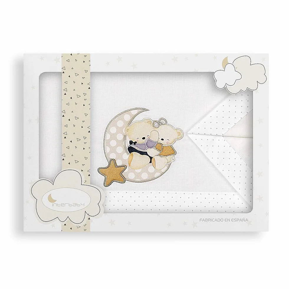INTERBABY - Lenzuola Culla Orsetto Amoroso Beige