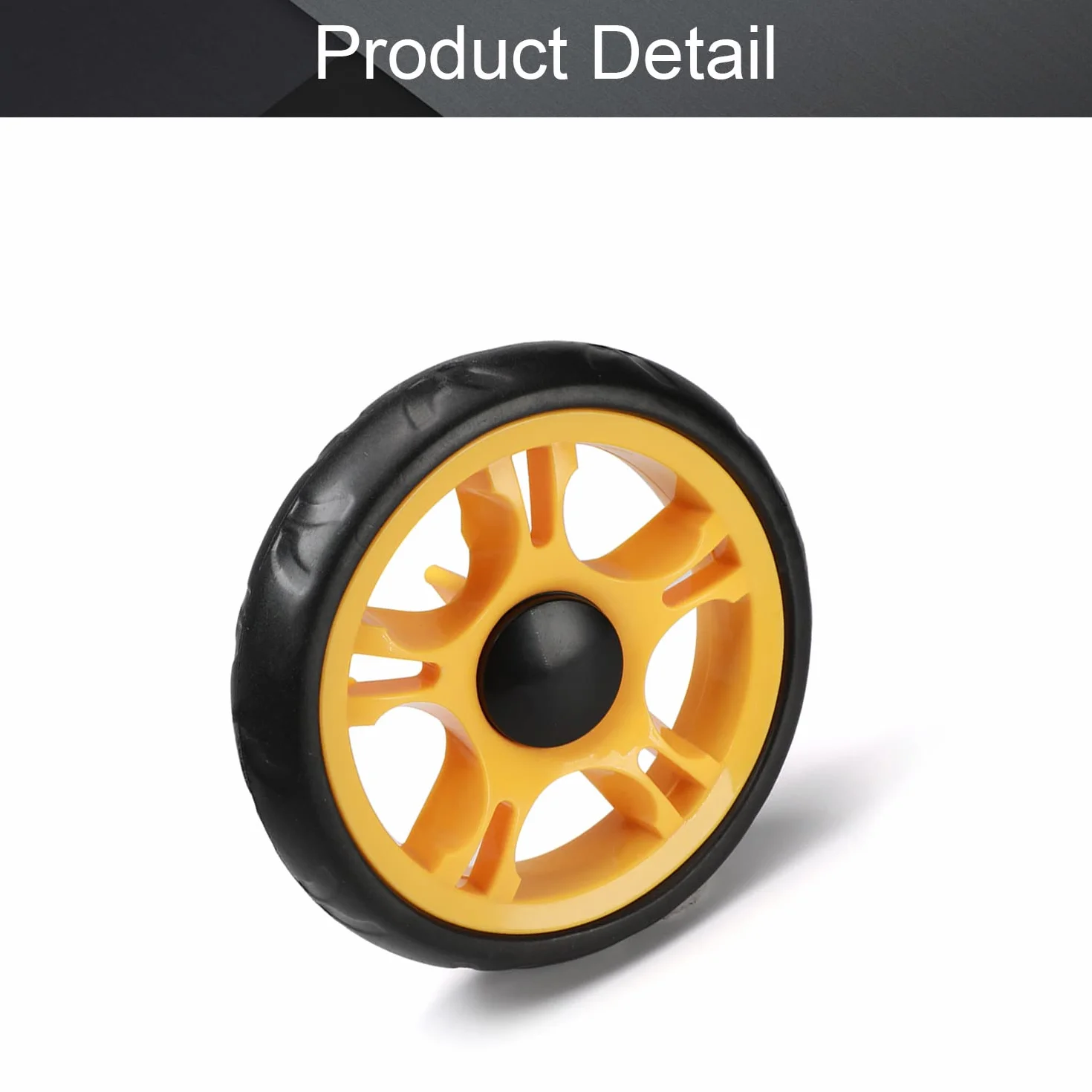MroMax Ruota per Passeggino 120 mm x 25 mm, per Tubi Circolari da 19 mm, Ricambio in Plastica per Animali Domestici, Nero e Giallo