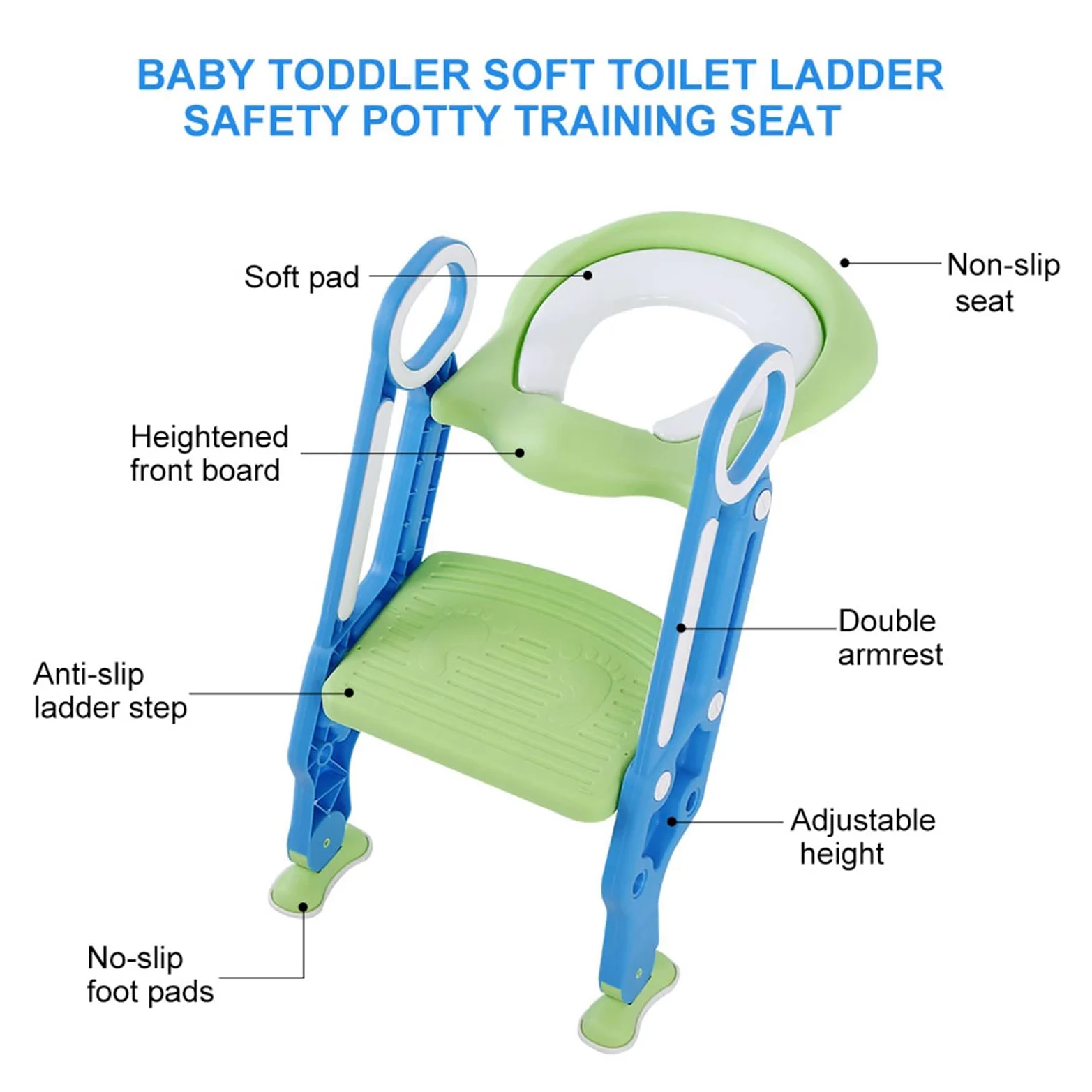 Marhynchus Seggiolino per Vasino per Bambini, Sedia da Toilette per Bambini, Scala di Sicurezza Regolabile, Sgabello con Imbottitura Morbida in PU, Doppio Bracciolo, Piedini Antiscivolo per (turchese)